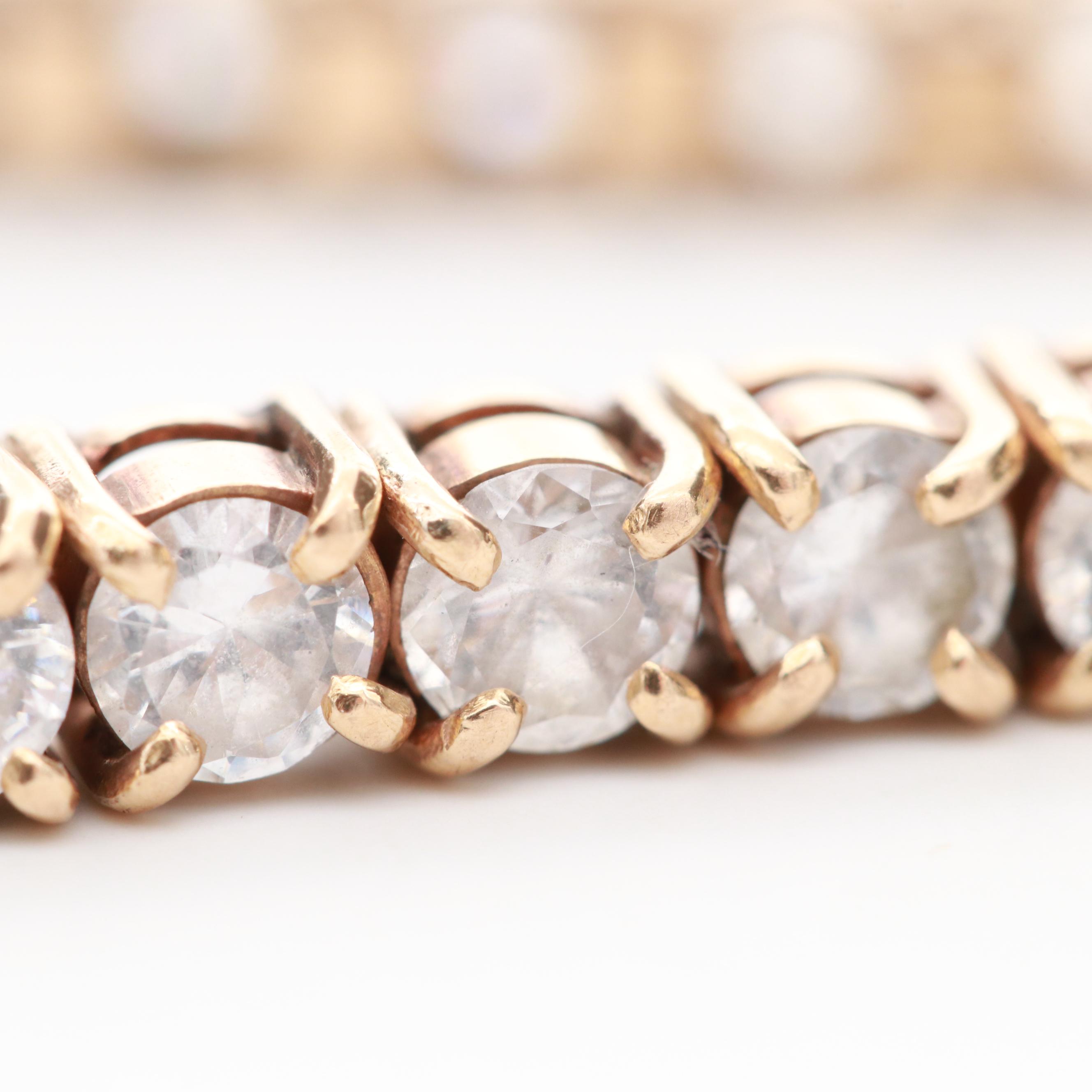 14K Yellow Gold Cubic Zirconia Tennis Bracelet