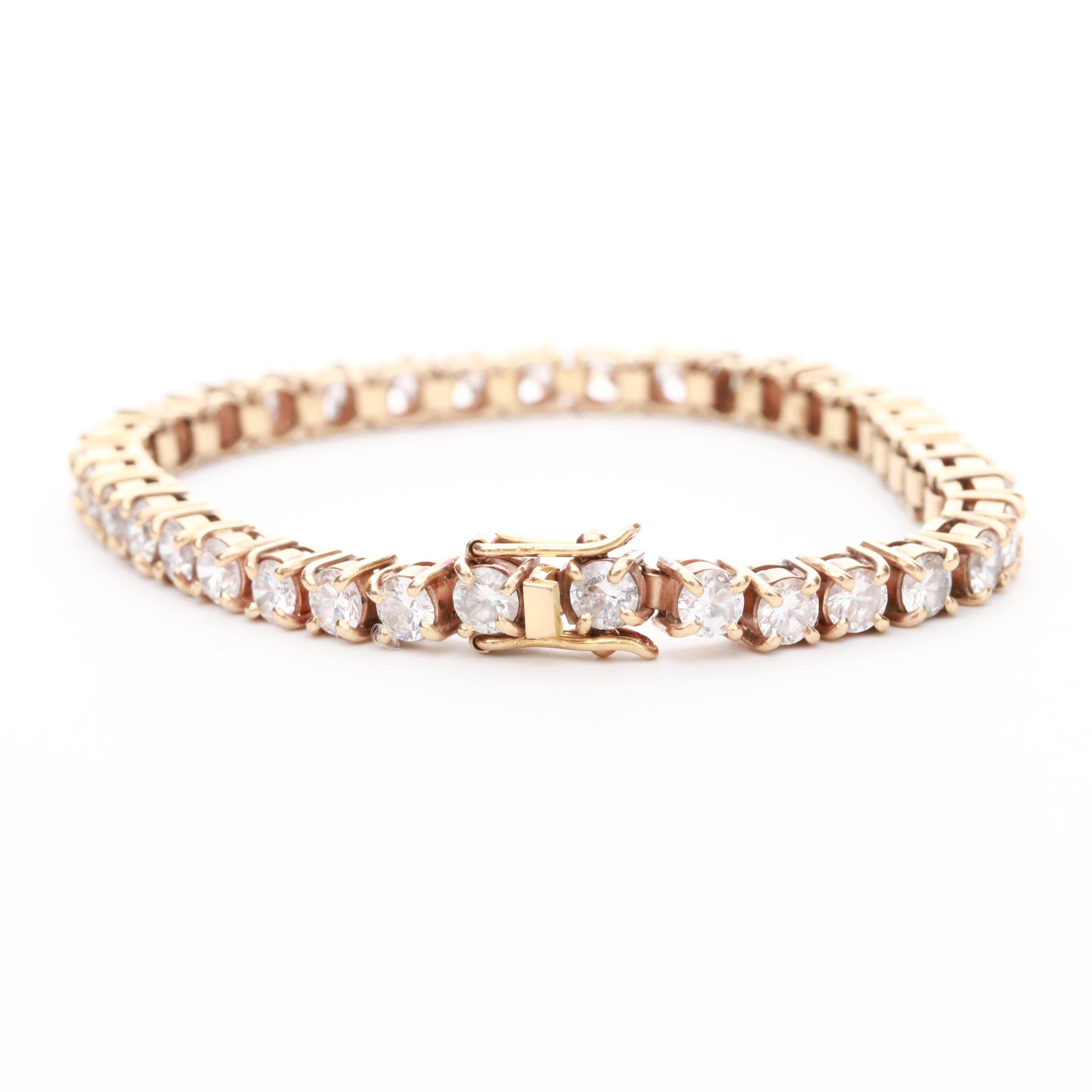 14K Yellow Gold Cubic Zirconia Tennis Bracelet