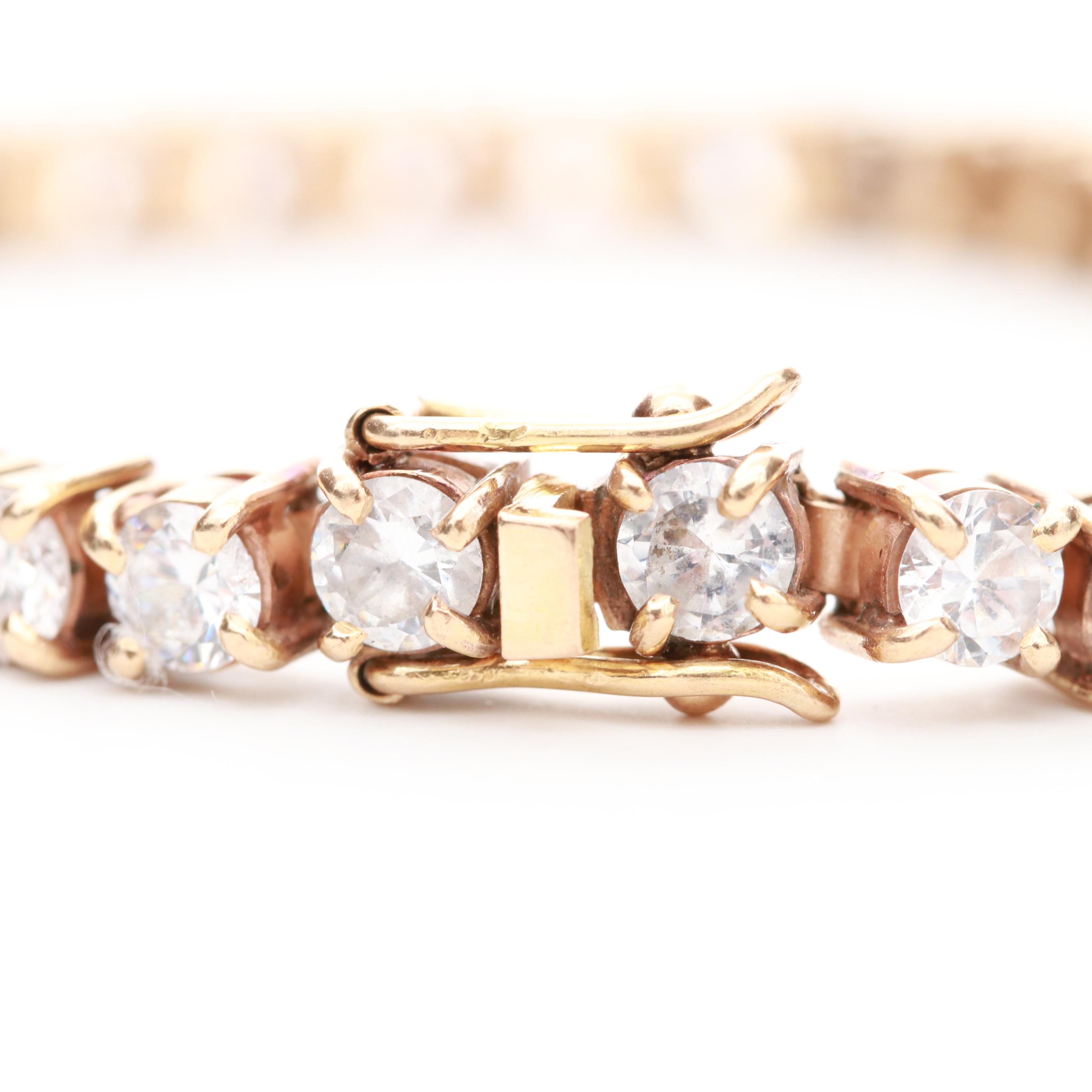 14K Yellow Gold Cubic Zirconia Tennis Bracelet