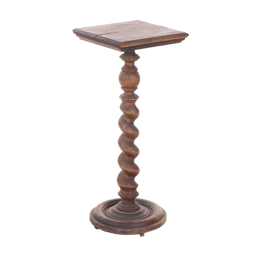 Barley Twist Walnut Pedestal Plant Stand, Late 19th Century