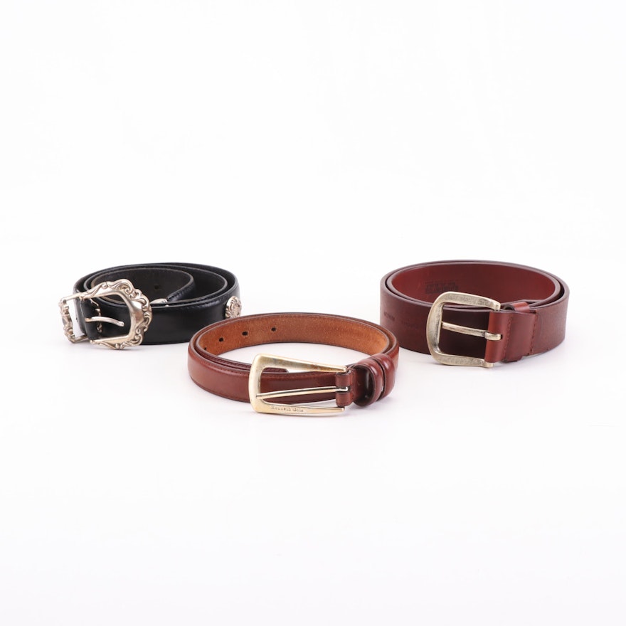Kenneth Cole New York, Calvin Klein, and Fossil Leather Belts