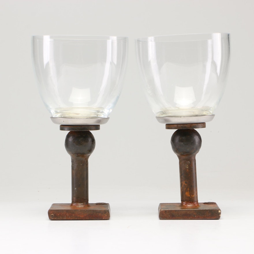 Jan Barboglio Metal and Glass Candleholders