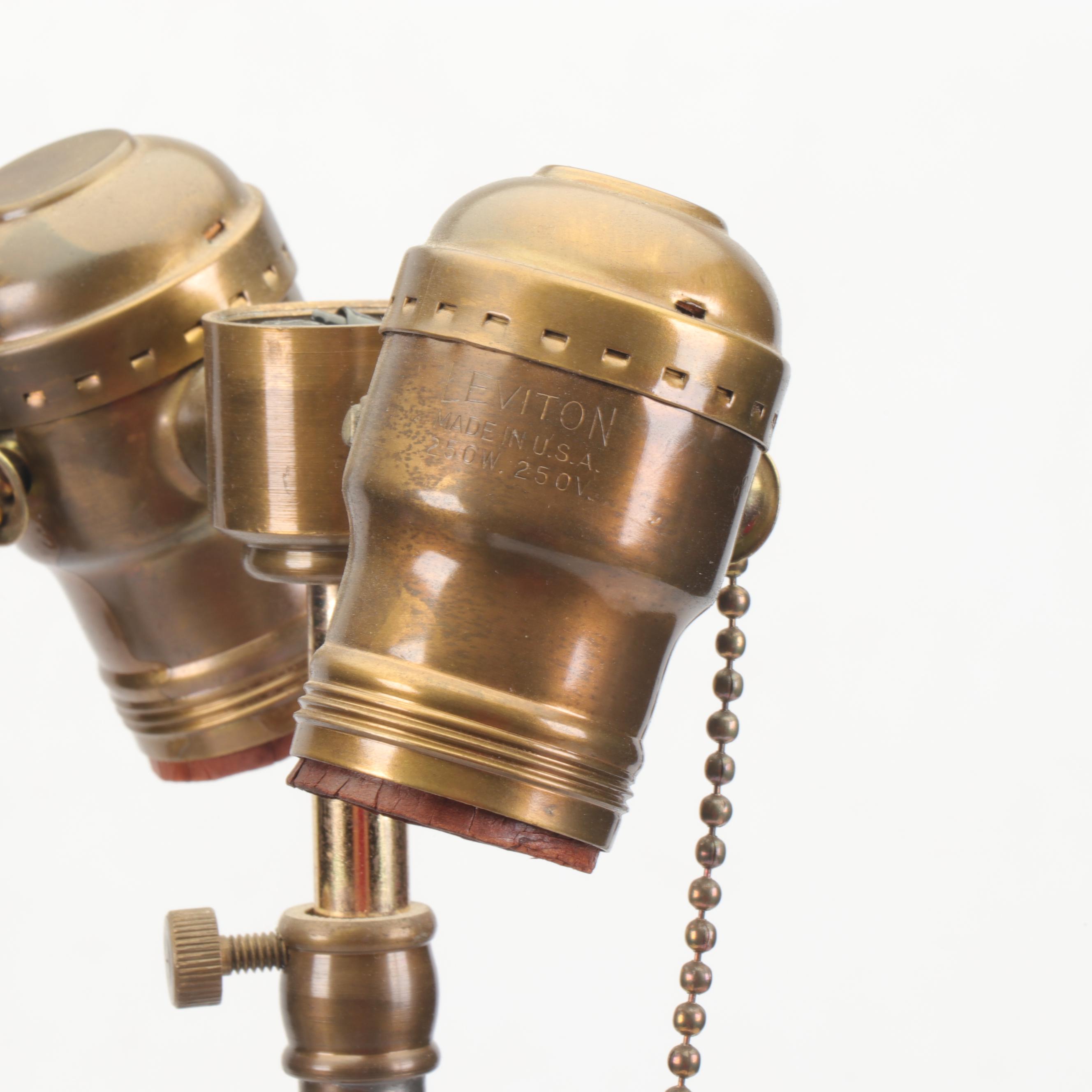 Chinese Celadon Glazed Ceramic Table Lamp with Floral Motif