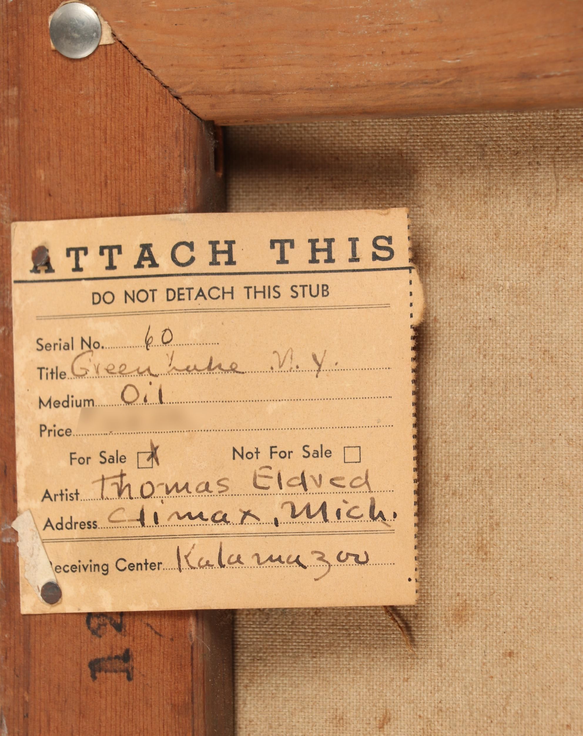 Thomas Brownell Eldred Oil Portrait "Green Lake"