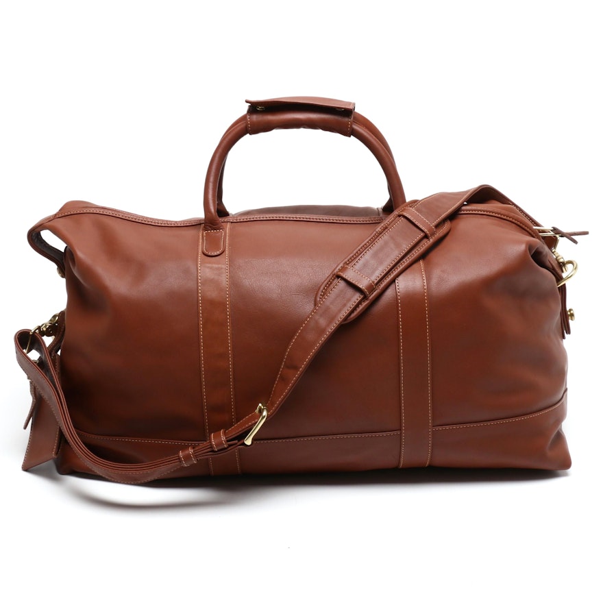 Coach Travel Collection British Tan Leather Weekender Duffel Bag