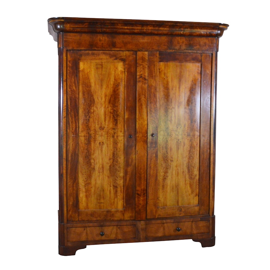 French Louis Philippe Style Solid Mahogany Media Cabinet, Late 19th Century