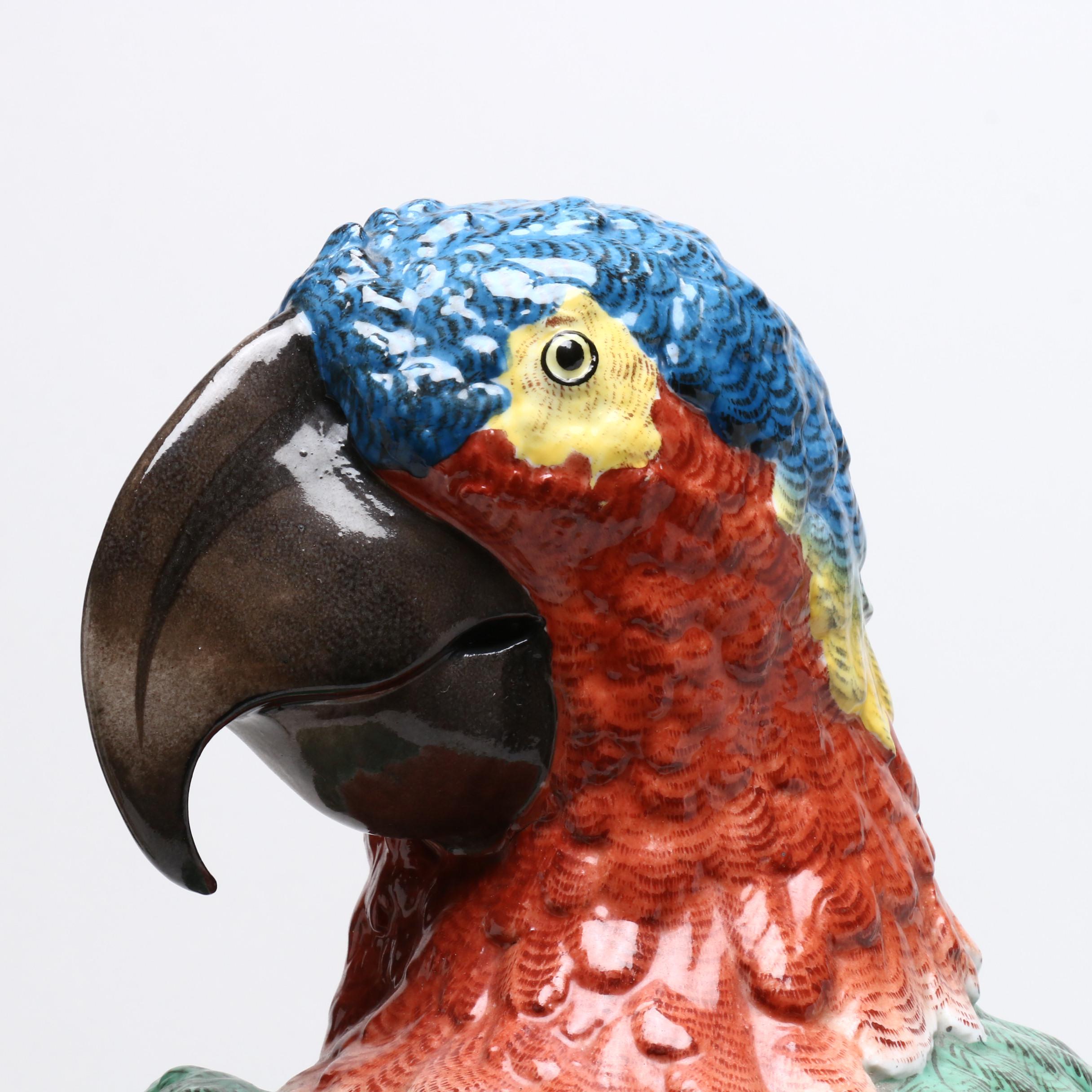 Large Pair of Bourdois and Bloch Porcelain Macaw Figures, Late 19th/Early 20th C