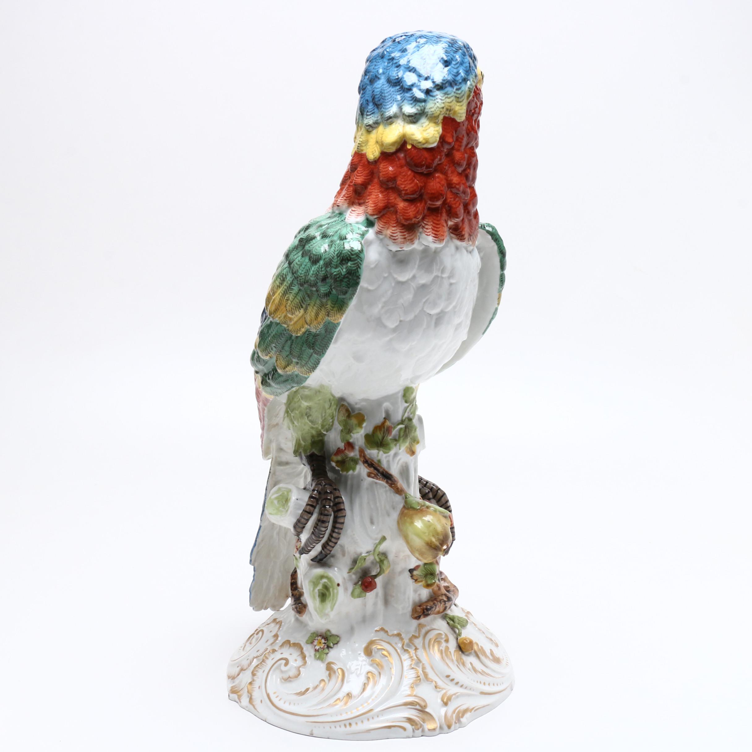 Large Pair of Bourdois and Bloch Porcelain Macaw Figures, Late 19th/Early 20th C