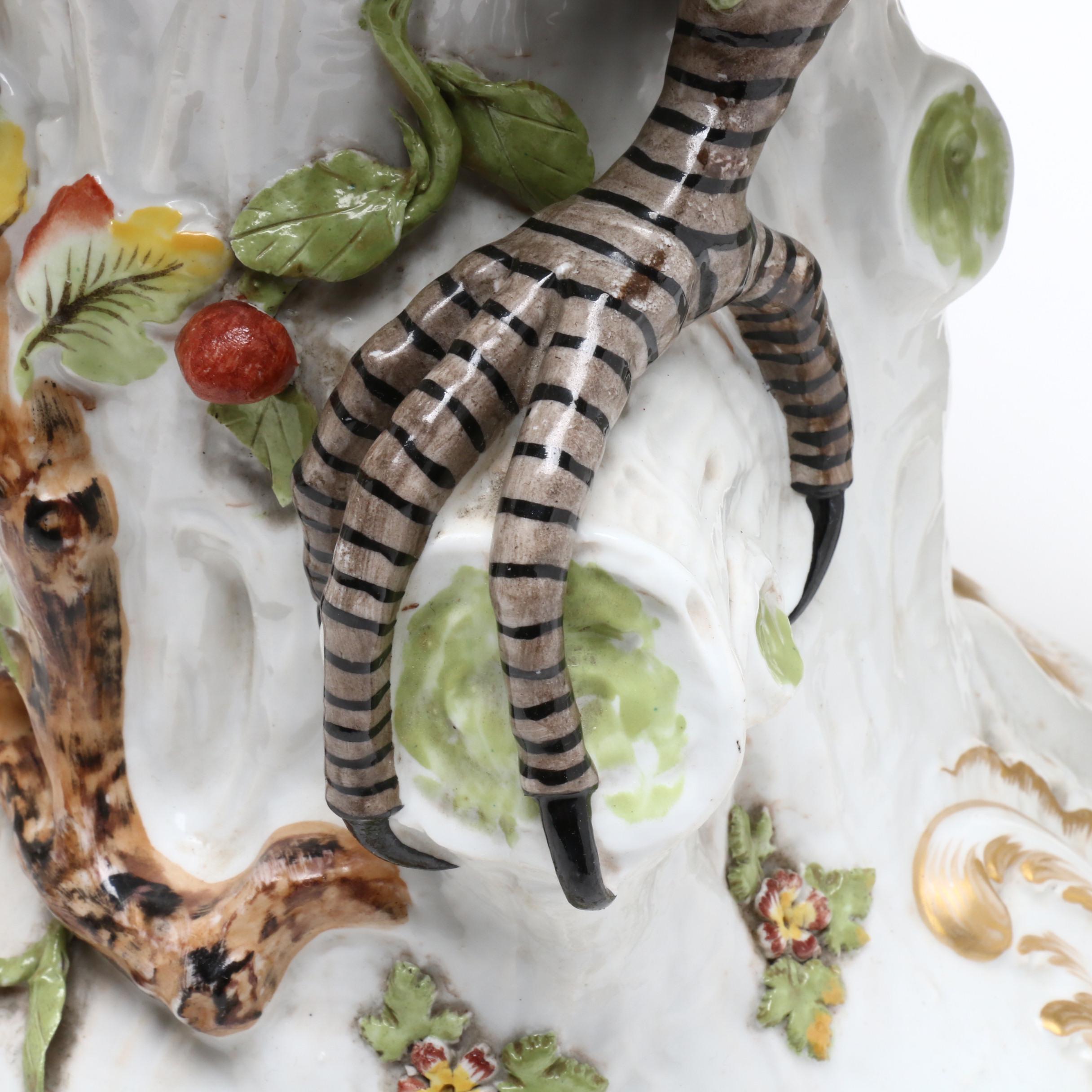 Large Pair of Bourdois and Bloch Porcelain Macaw Figures, Late 19th/Early 20th C