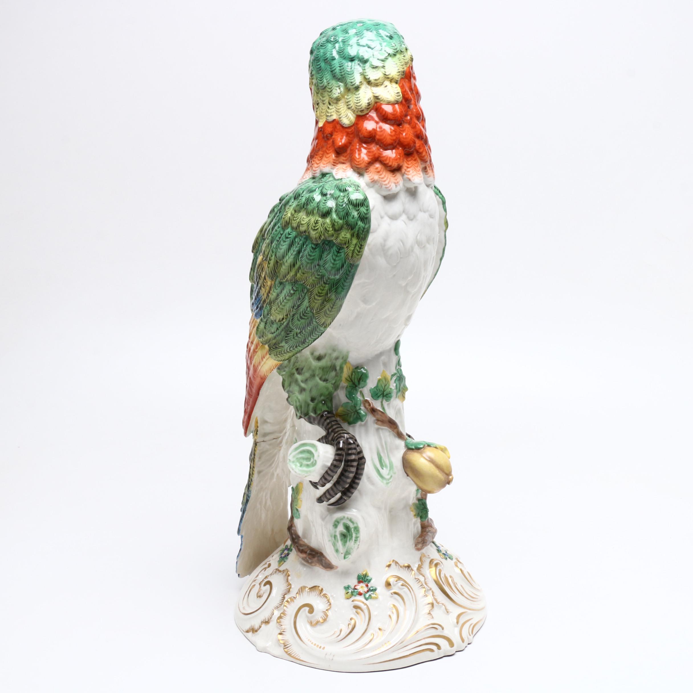 Large Pair of Bourdois and Bloch Porcelain Macaw Figures, Late 19th/Early 20th C