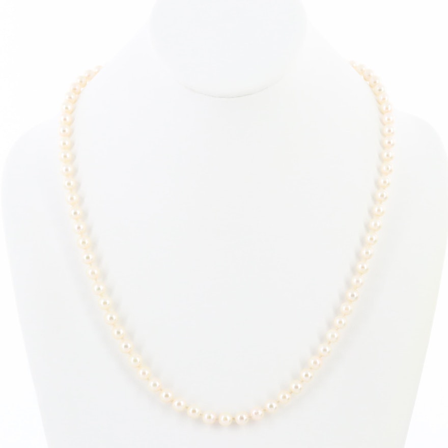 14K Yellow Gold Cultured Pearl Necklace