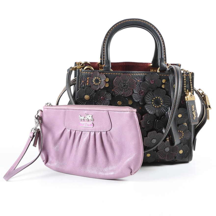 Coach 1941 Rogue 25 Satchel with Tea Roses and Coach Madison Wristlet