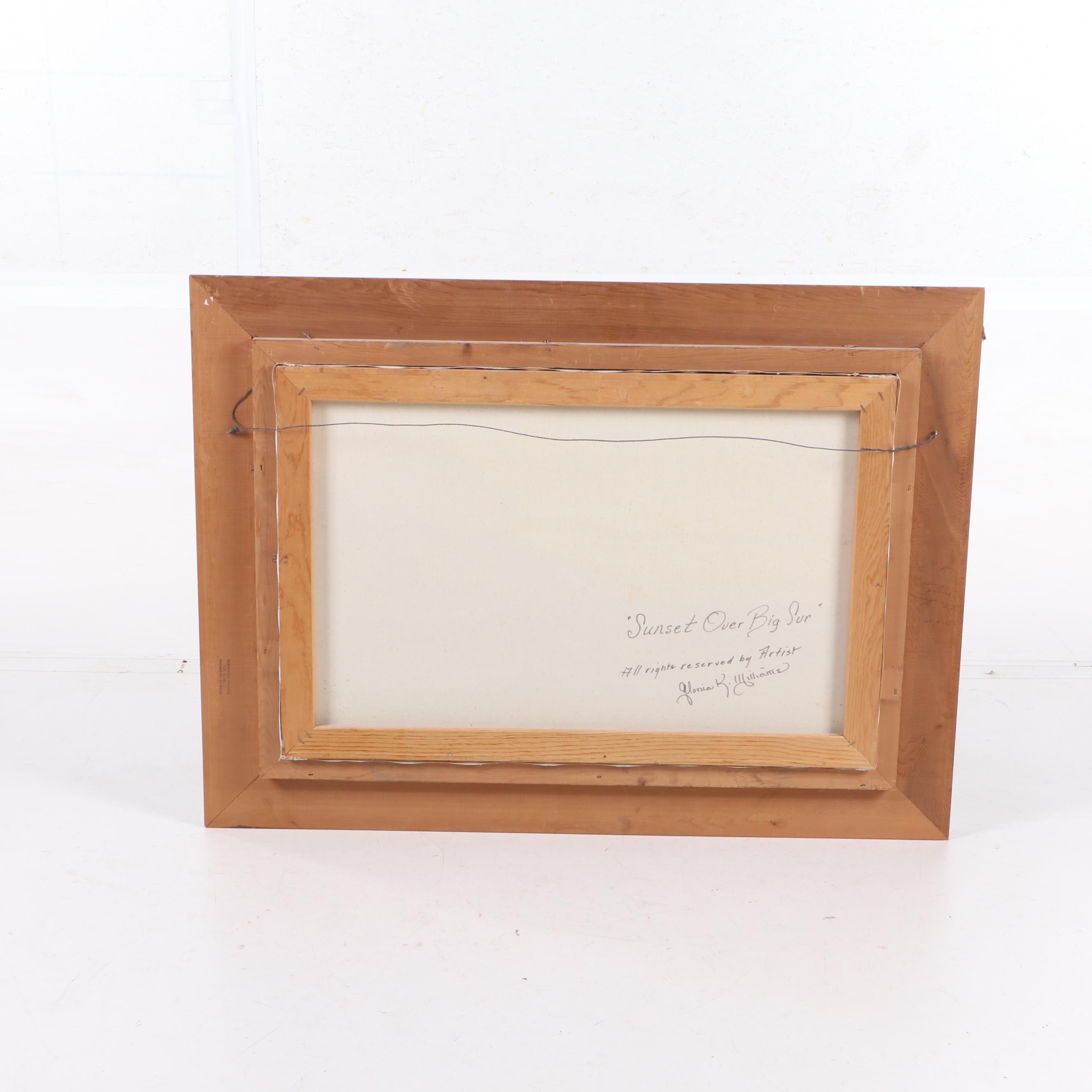 Gloria K. Williams Oil Painting "Sunset Over Big Sur"