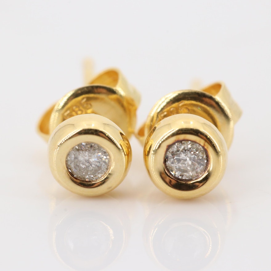 14K Yellow Gold Diamond Earrings