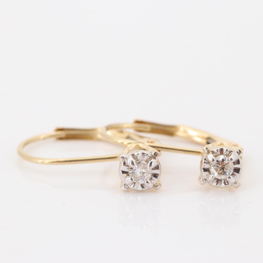 14K Yellow Gold Diamond Earrings