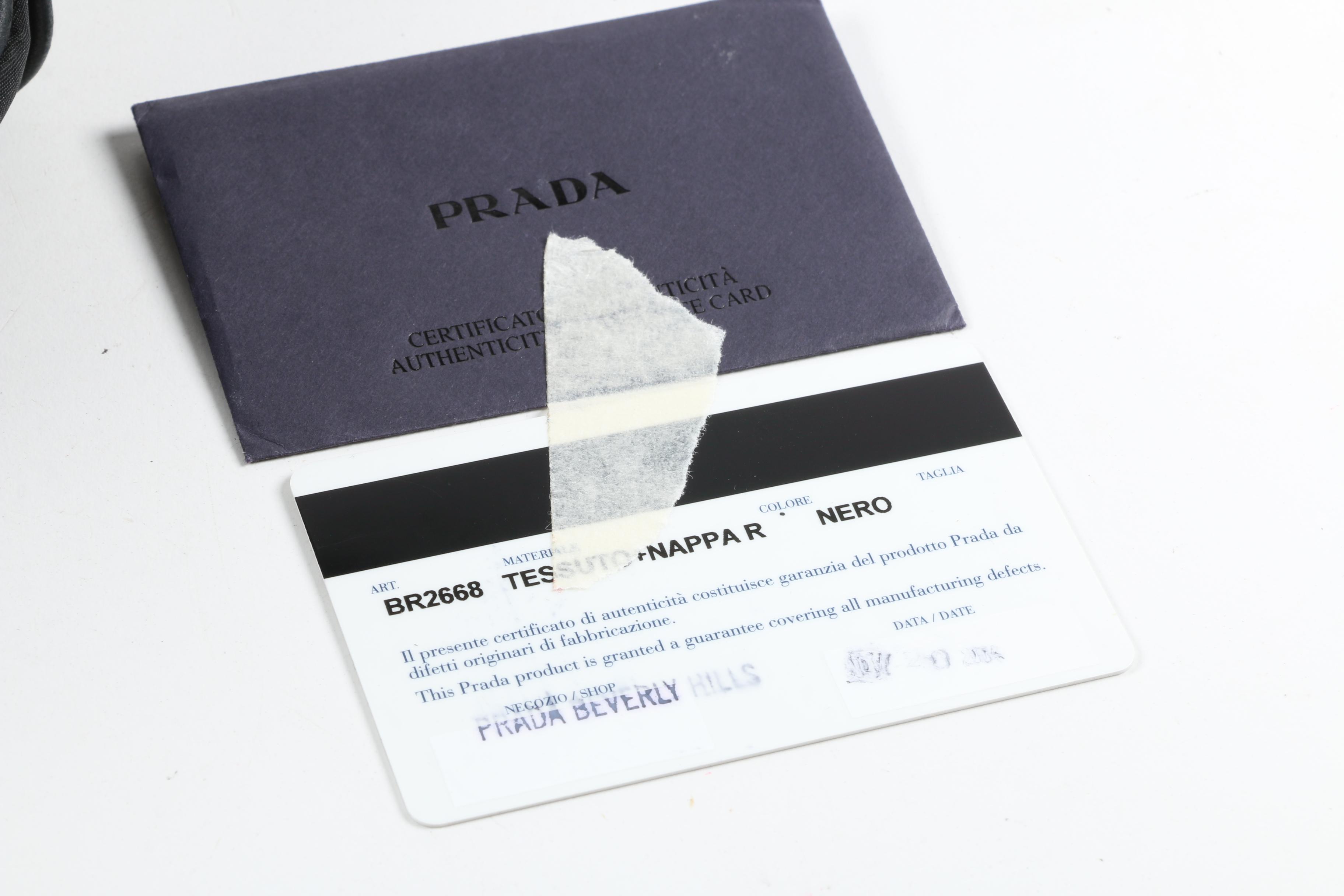 Prada Black Nylon Tessuto and Leather Double Pocket Demi Bag