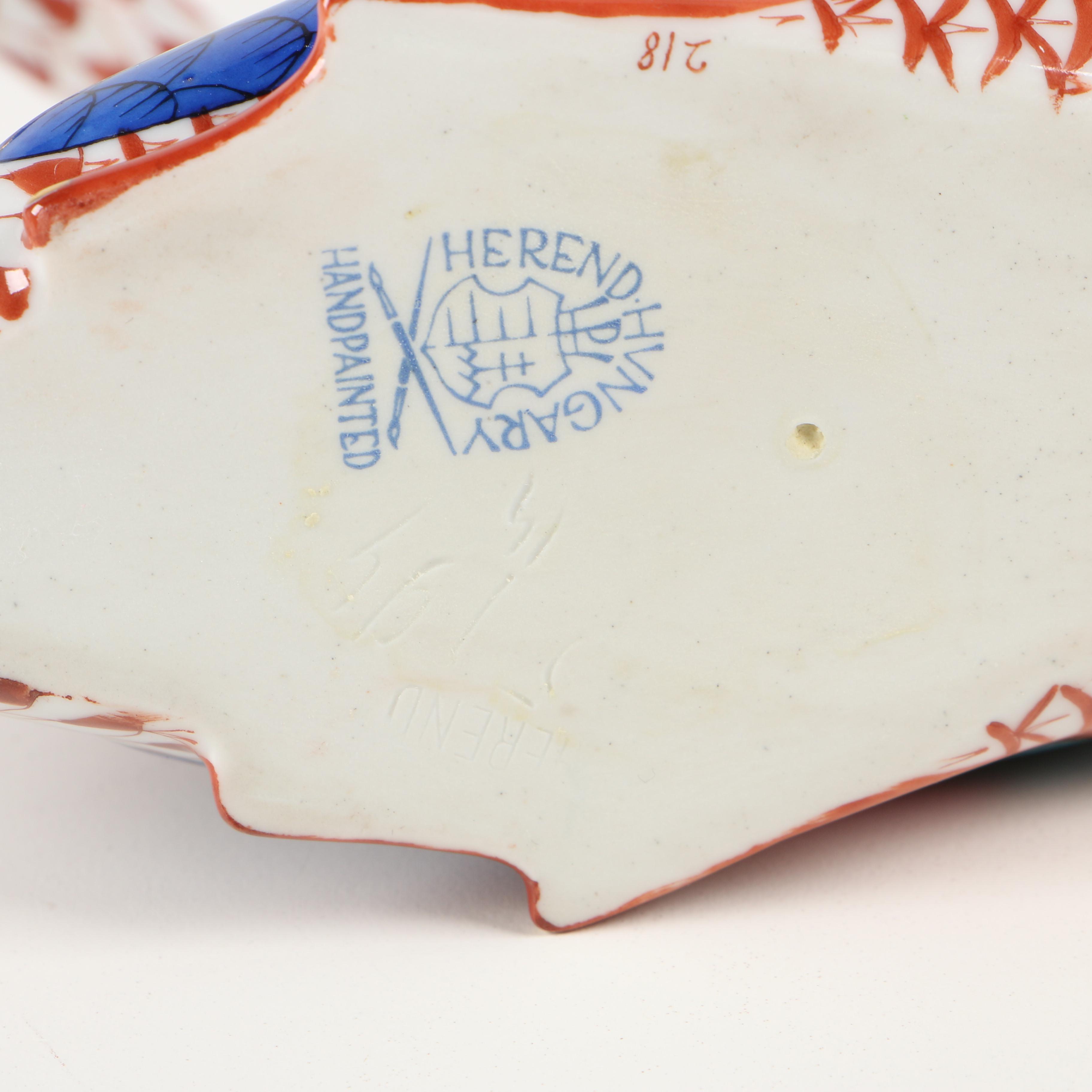 Herend Red Fishnet "Japanese Goose" Porcelain Figurine