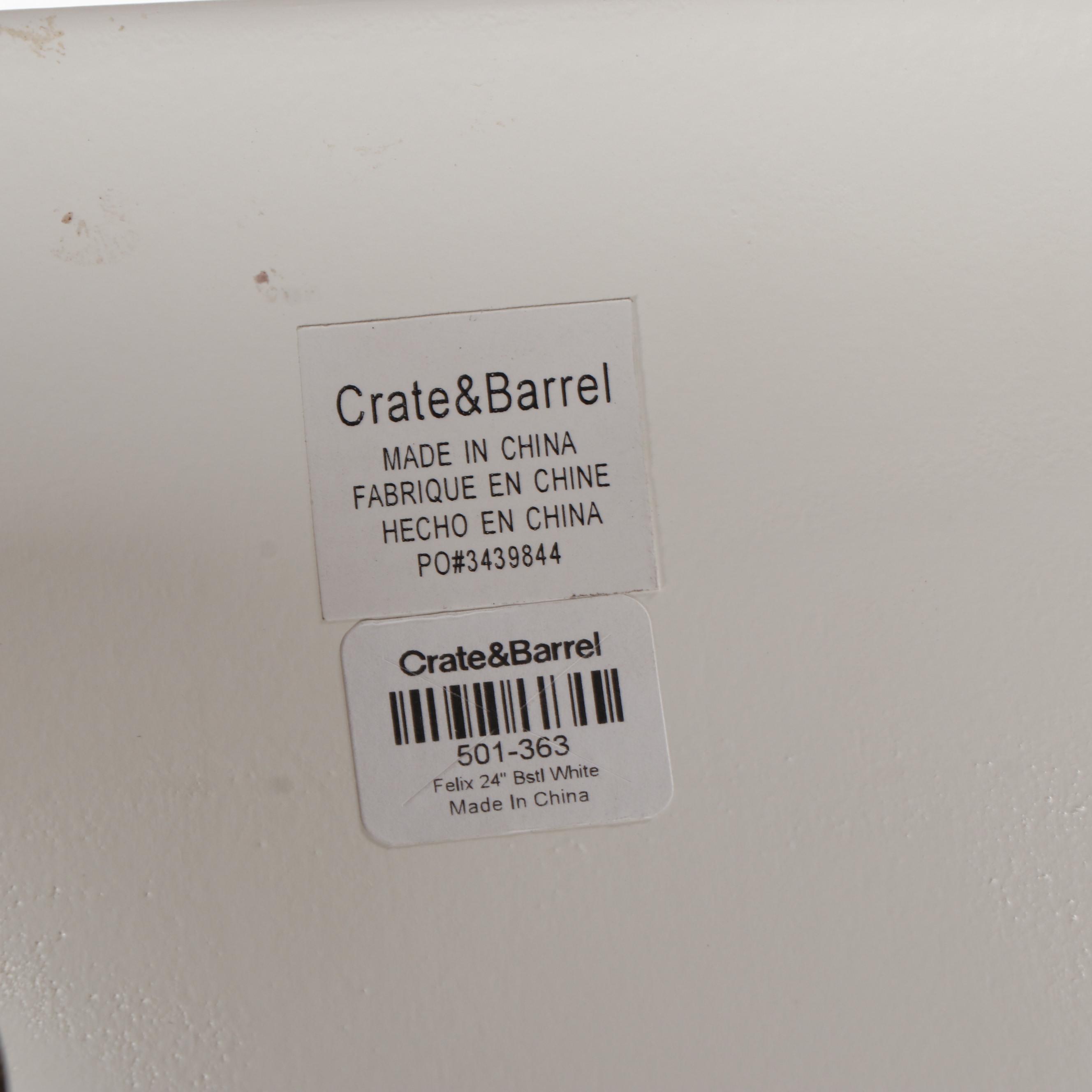 Pair of Crate & Barrel "Felix" Contemporary Modern White Stacking Barstools