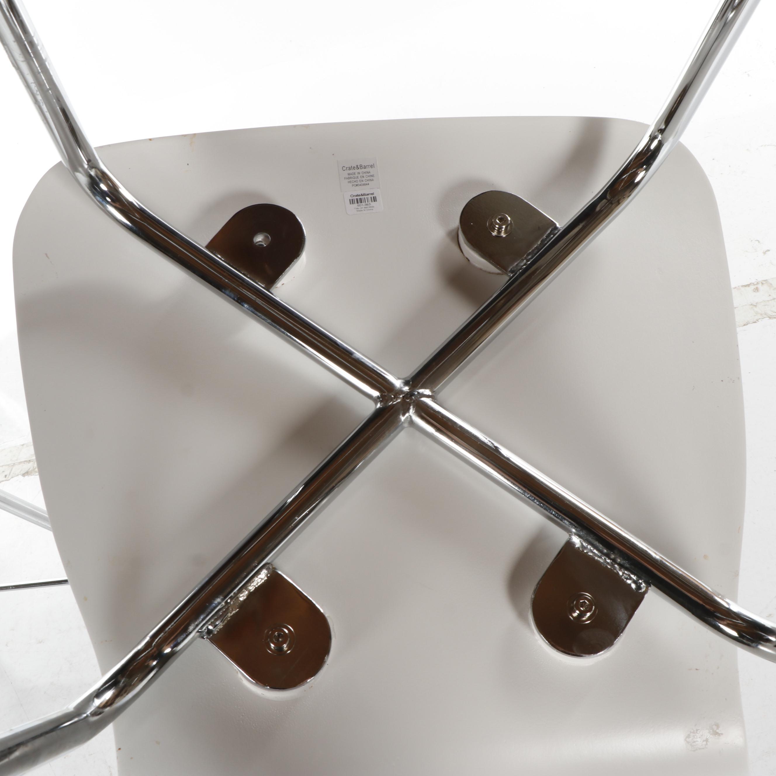 Pair of Crate & Barrel "Felix" Contemporary Modern White Stacking Barstools