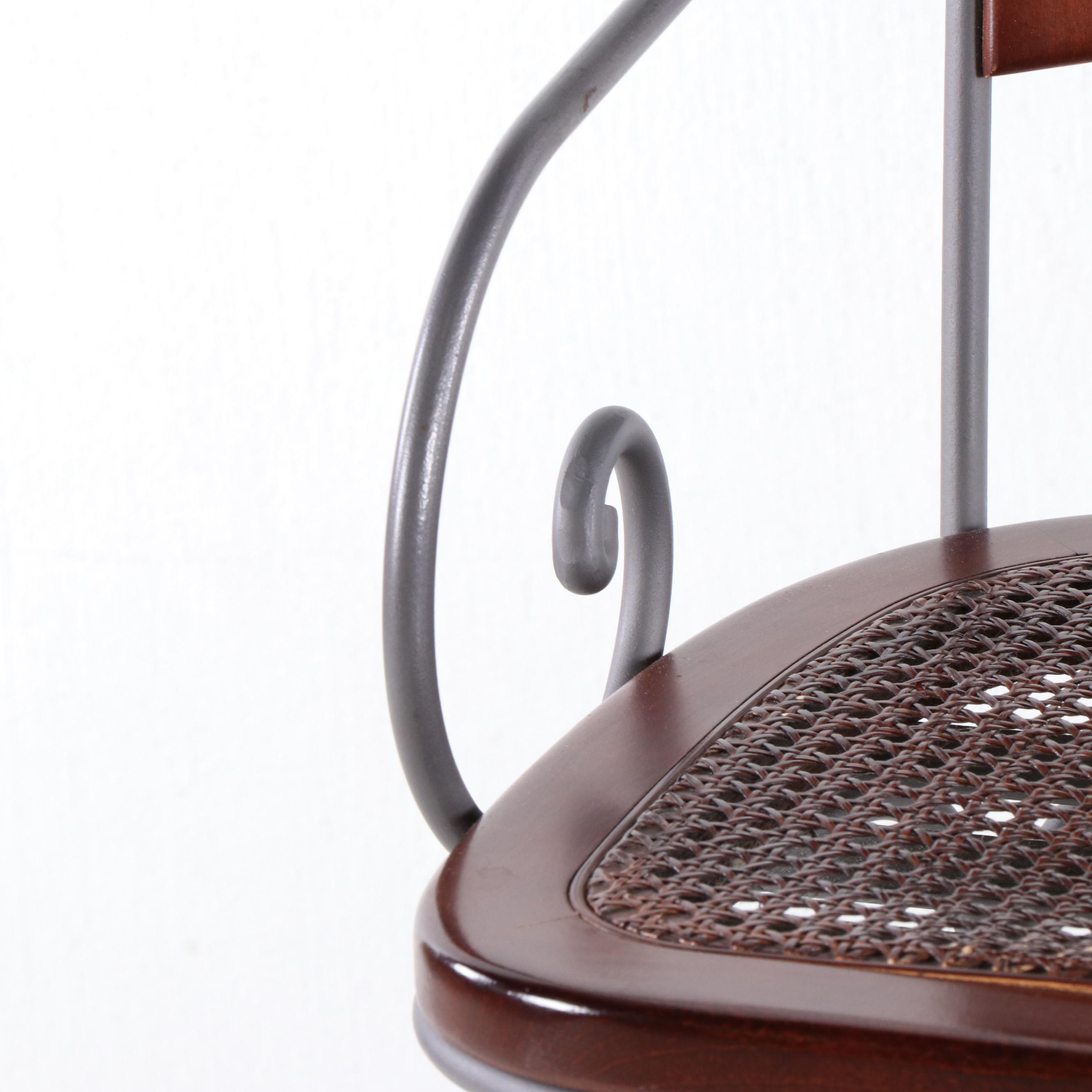 Pair of Contemporary Metal and Wood Bar Stools