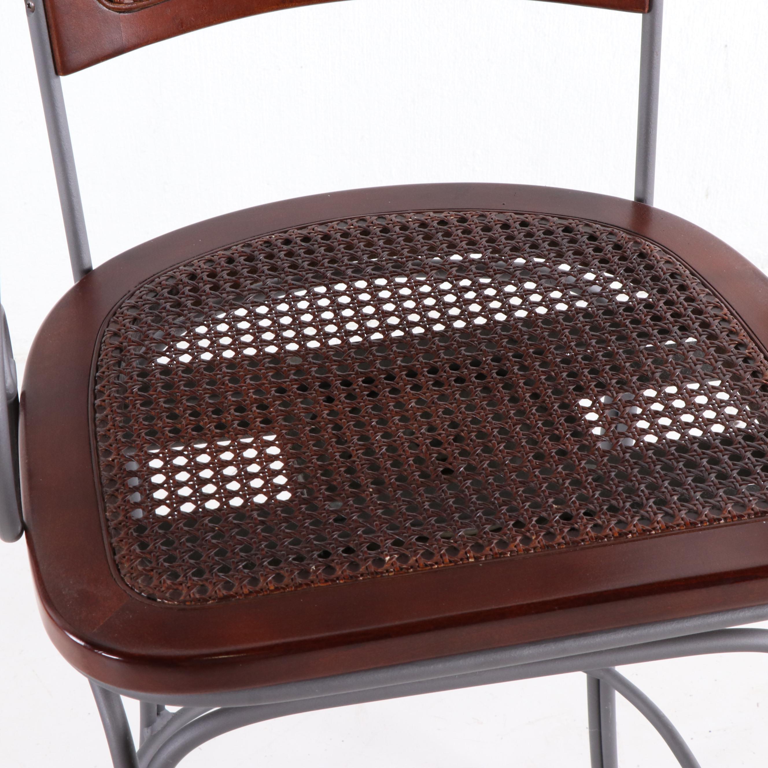 Pair of Contemporary Metal and Wood Bar Stools