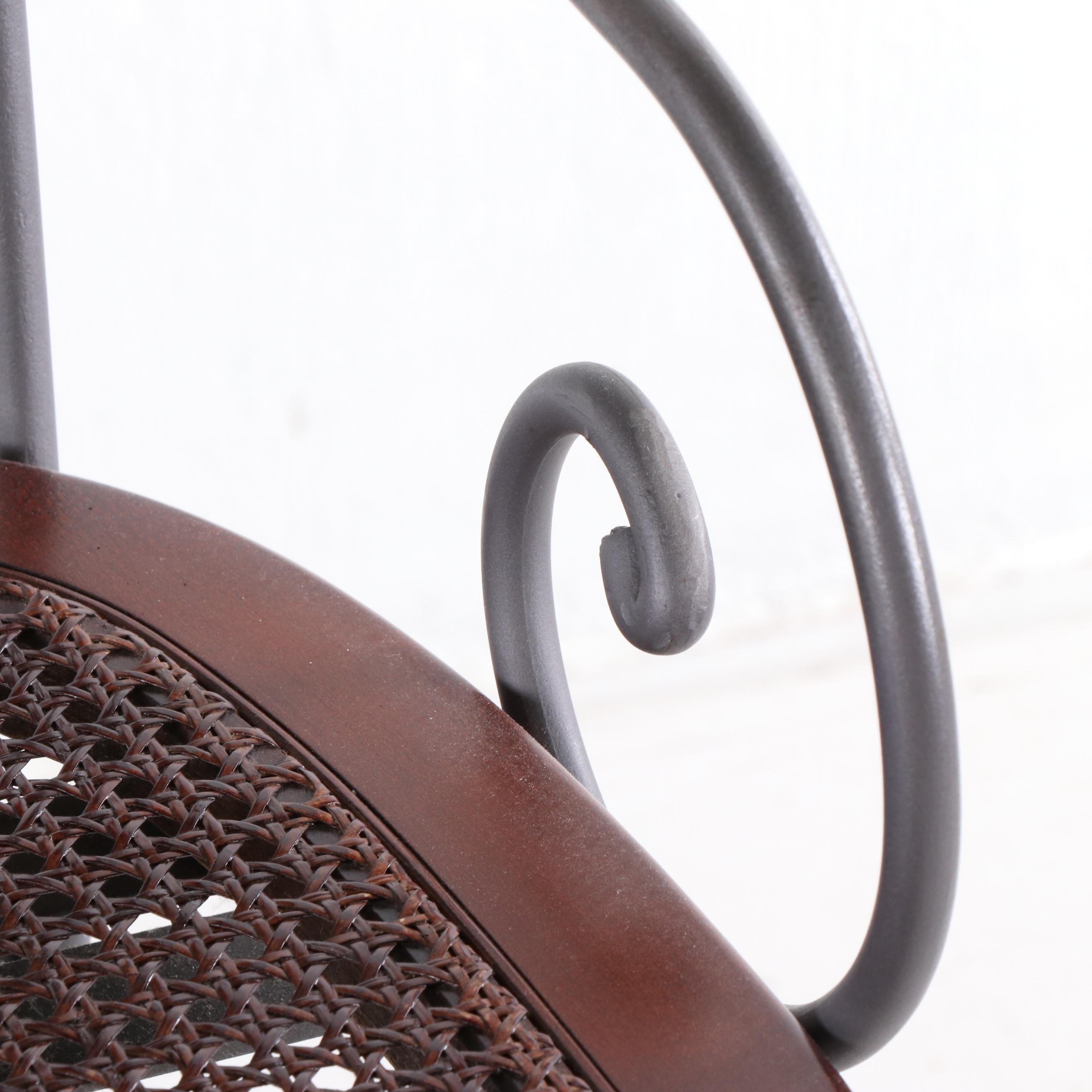 Pair of Contemporary Metal and Wood Bar Stools