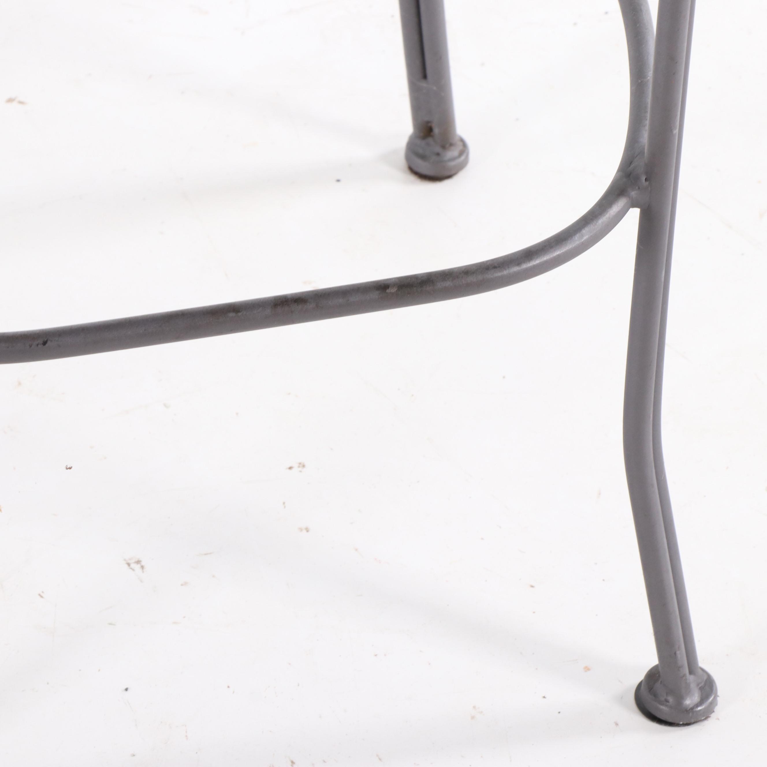 Pair of Contemporary Metal and Wood Bar Stools