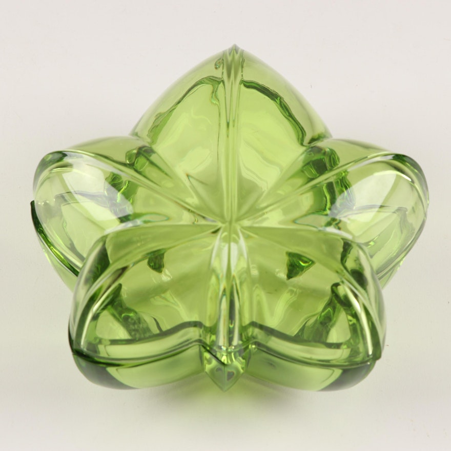 Colored Glass Covered Leaf Trinket Box or Candy Dish