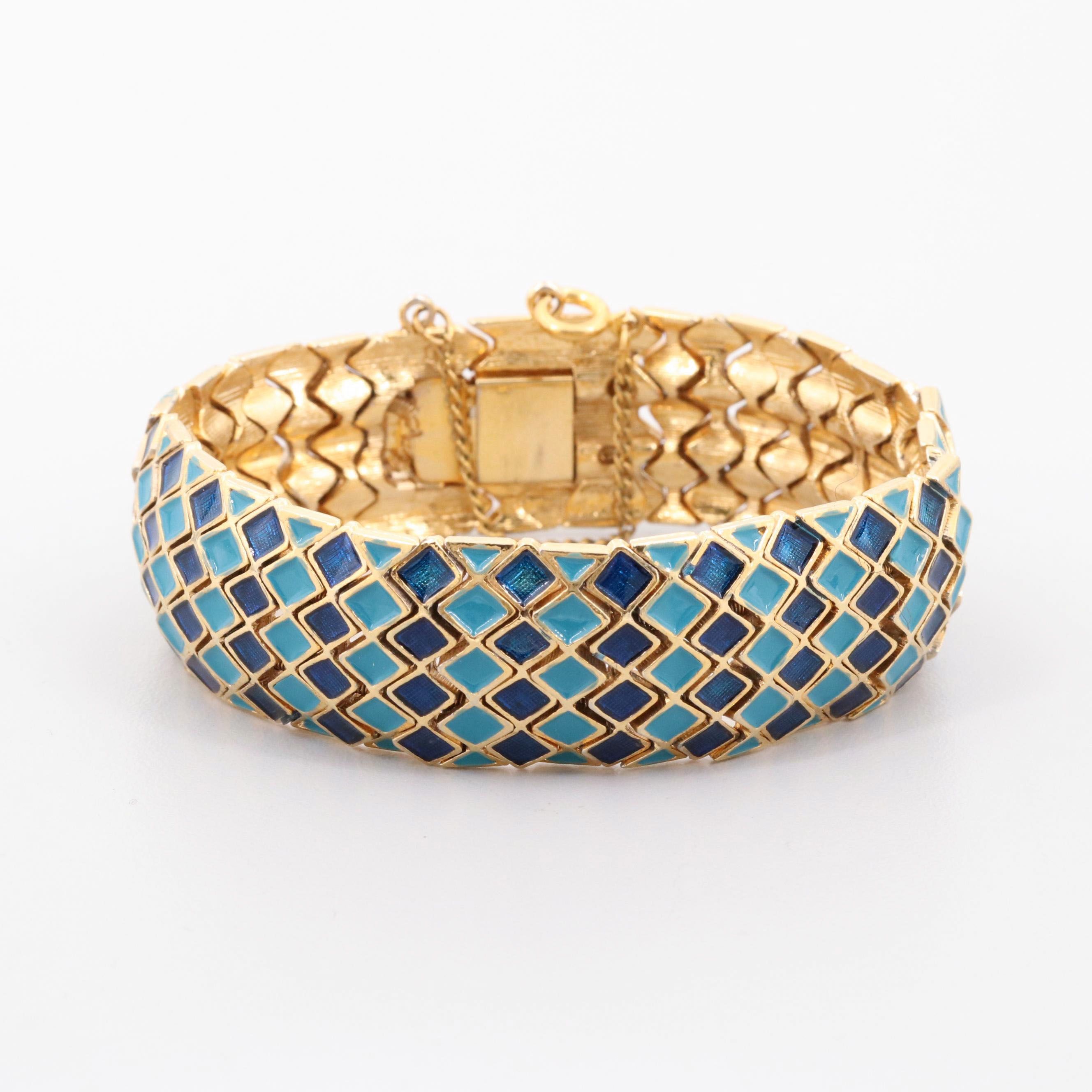 Vintage Hattie Carnegie Enamel Expandable Bracelet