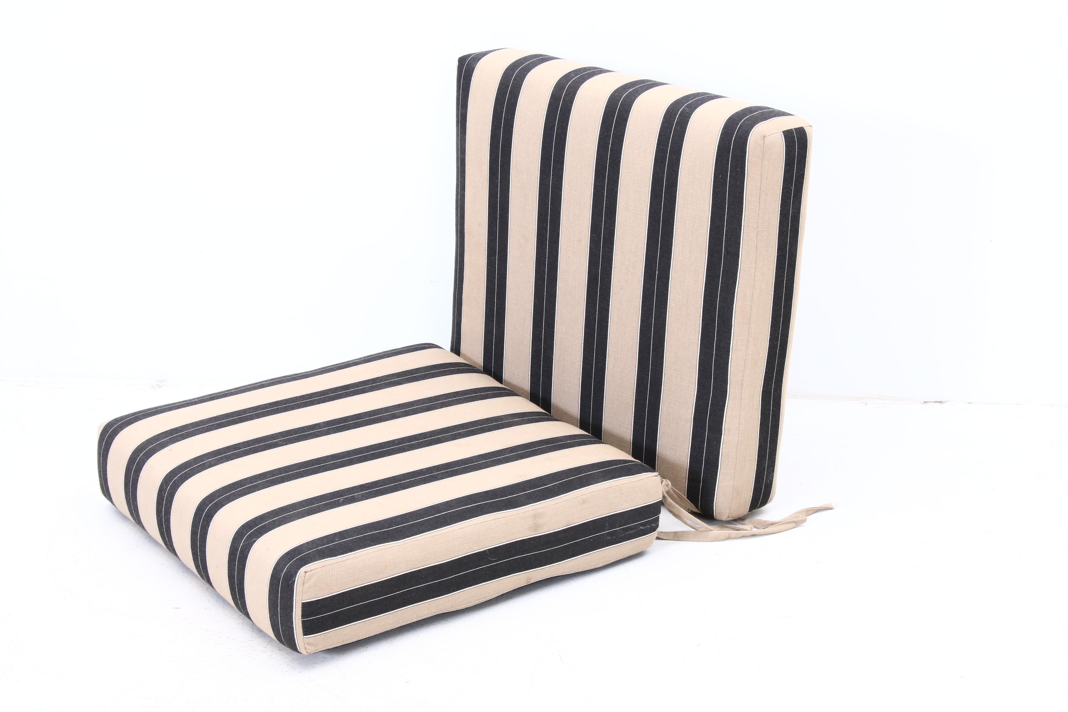 Sunbrella Black and Tan Striped Indoor/Outdoor Patio Cushions