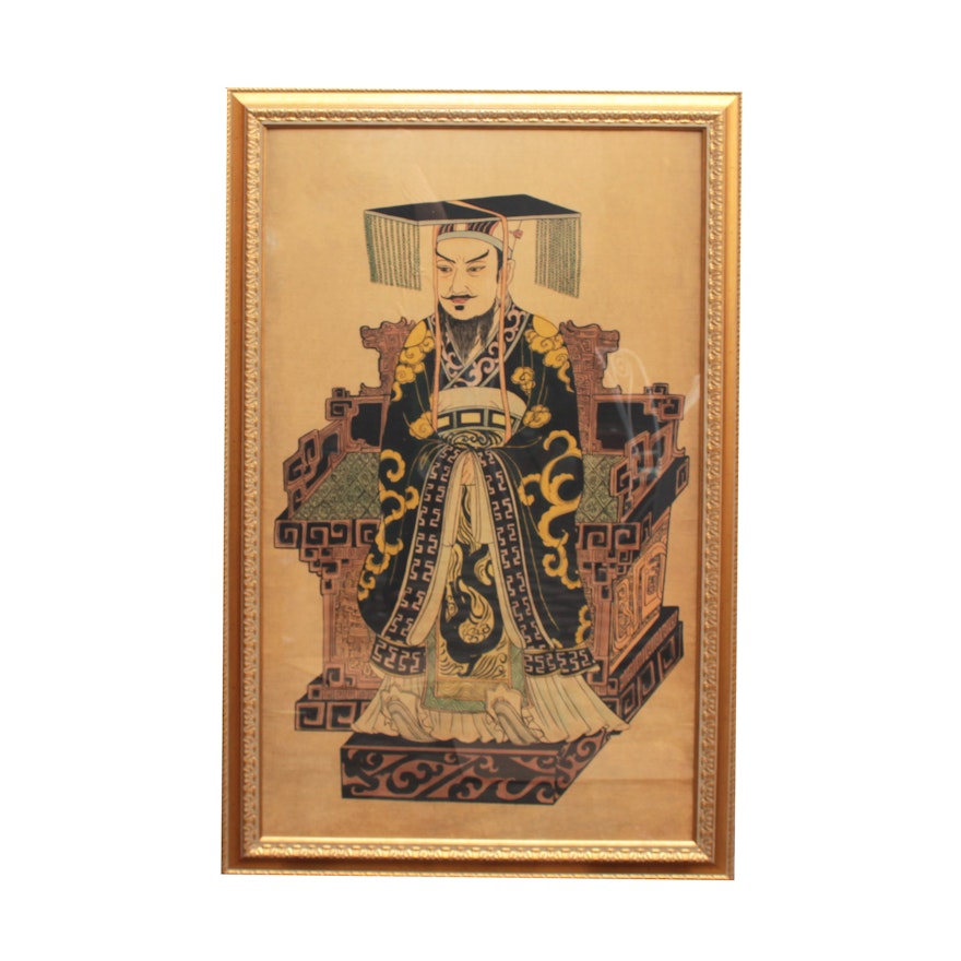 Chinese Woodblock Print of Emperor