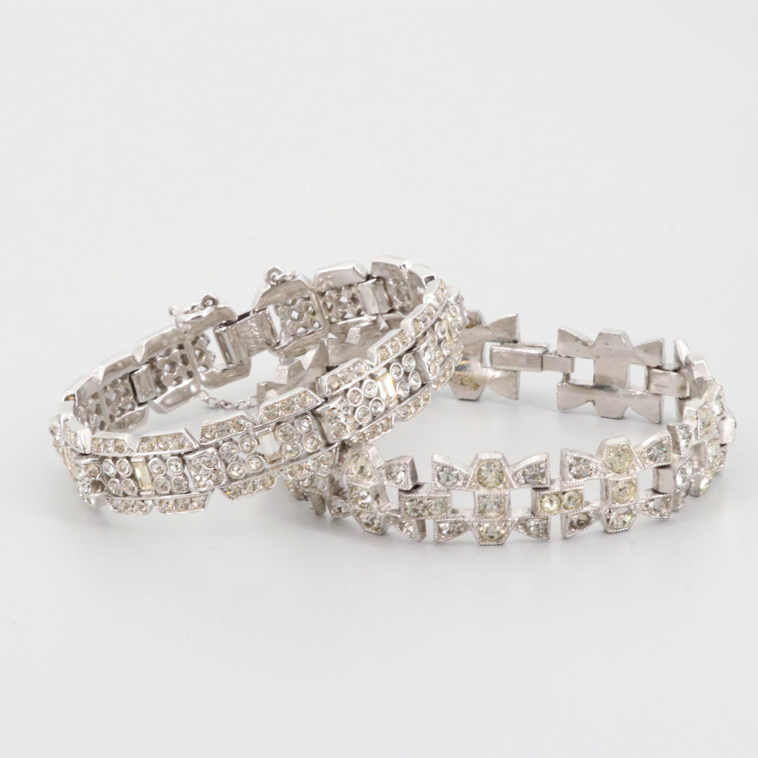Circa 1950s Rhinestone Bracelets Featuring Ledo