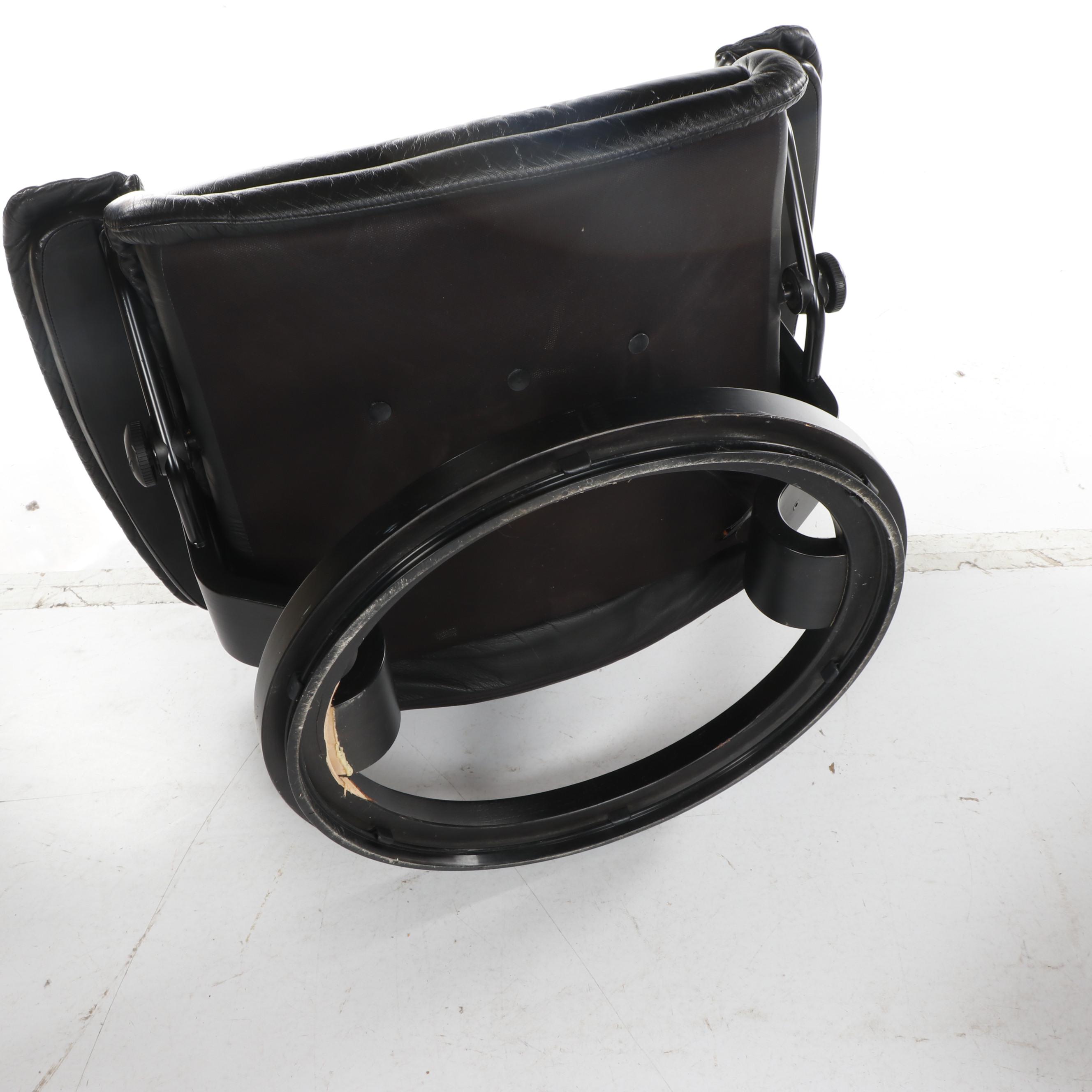 Modern Black Leather Swivel Recliner