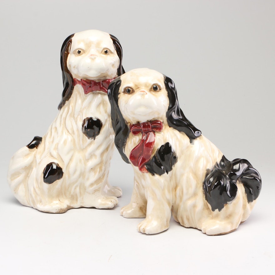 Hand-Painted Staffordshire Style King Charles Spaniel Figurines