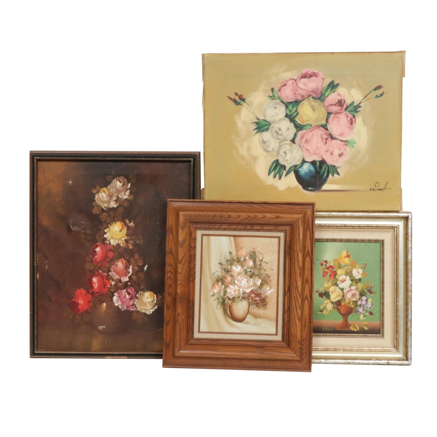 Floral Still Life Oil Paintings Featuring R. Rosini