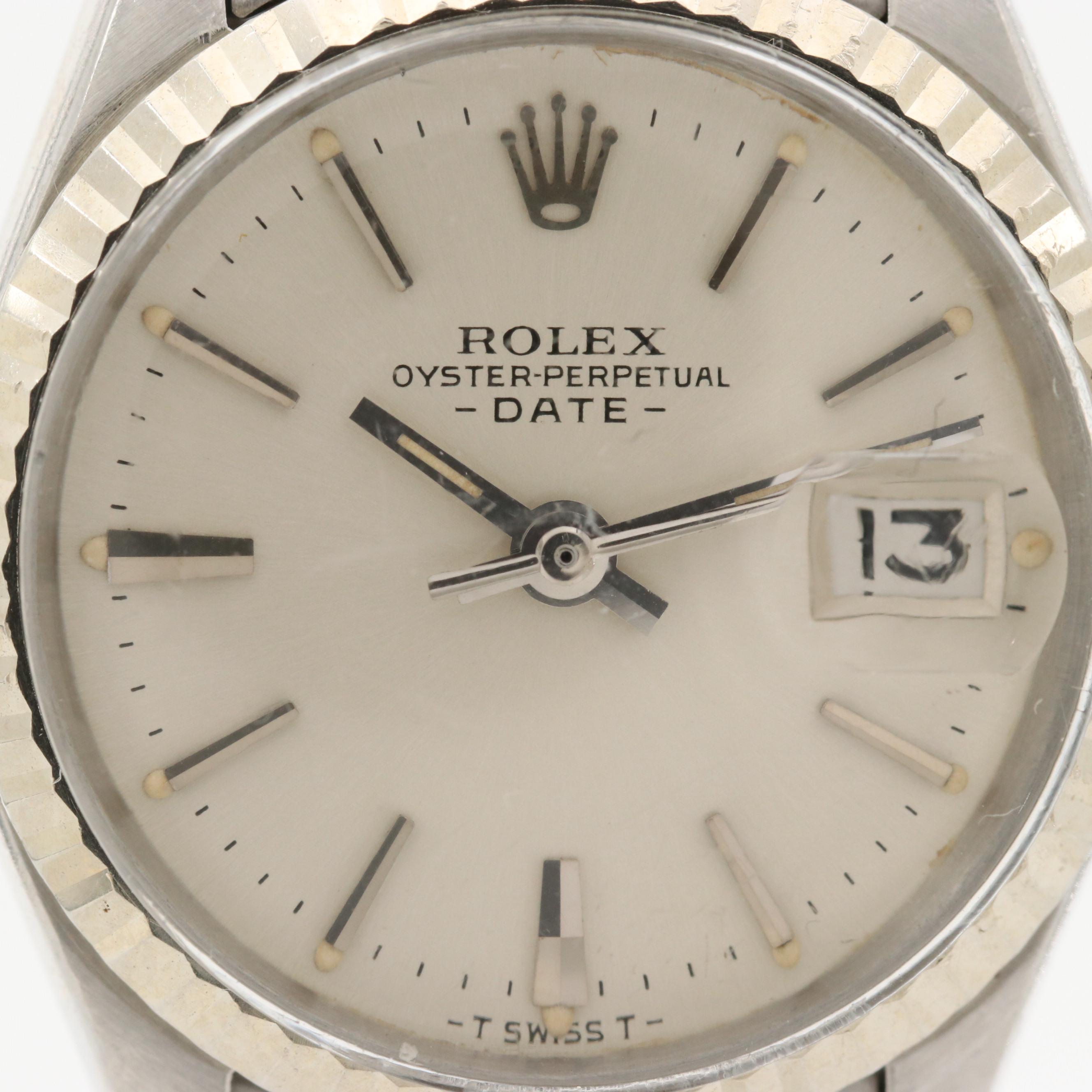 Vintage Rolex Date Stainles Steel and 14K Gold Watch