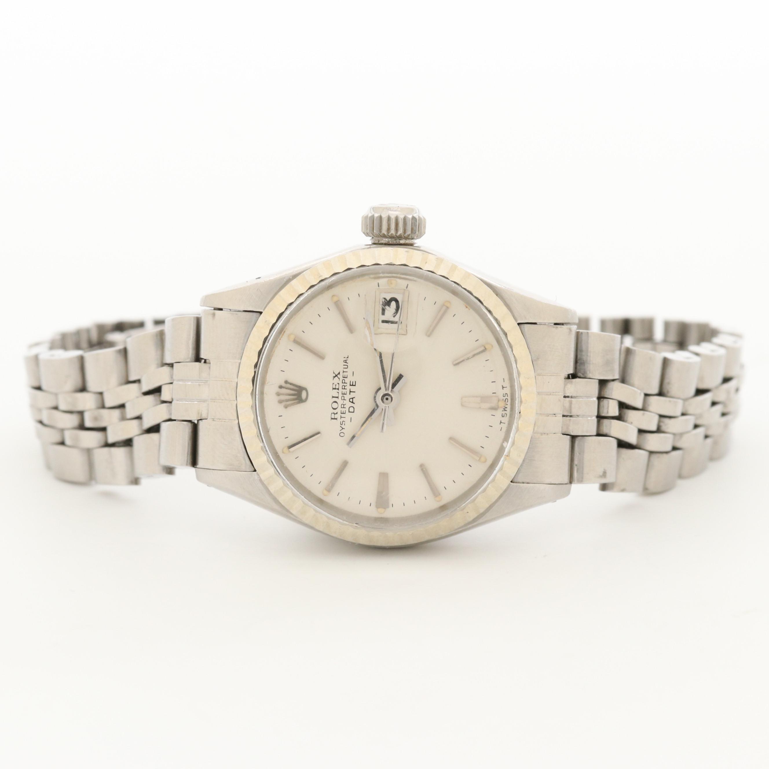 Vintage Rolex Date Stainles Steel and 14K Gold Watch