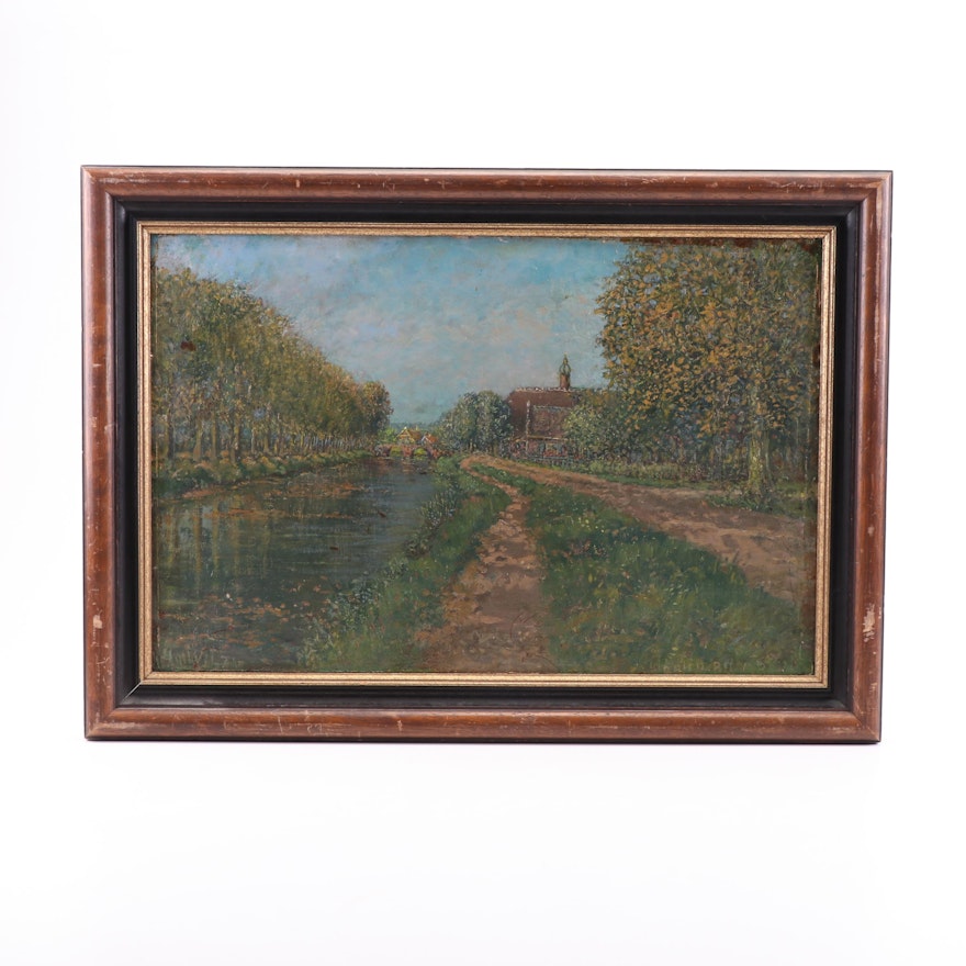 Canal Landscape Oil Painting