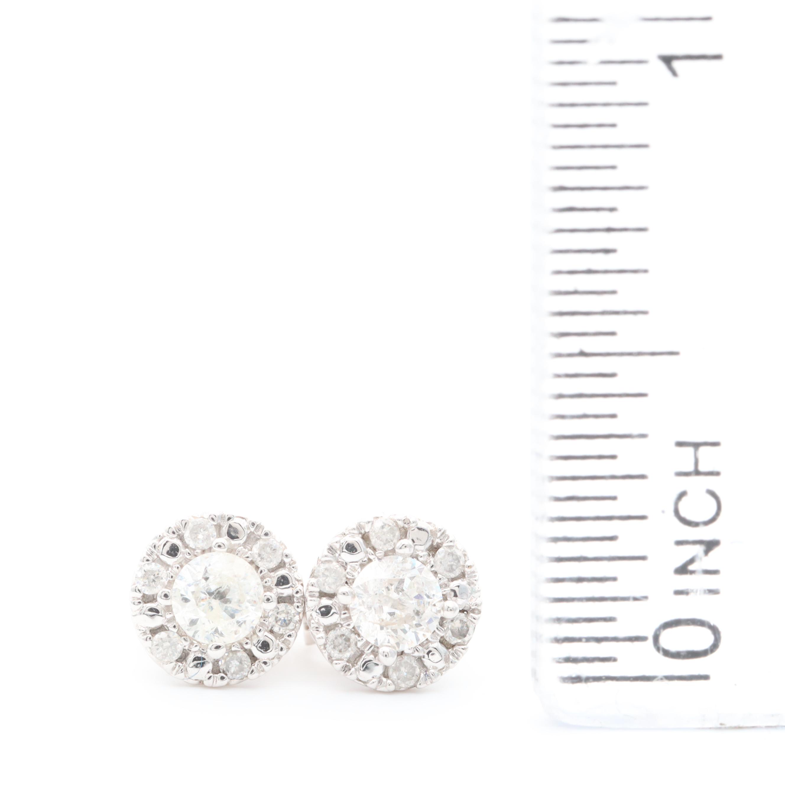 10K White Gold Stud Diamond Earrings