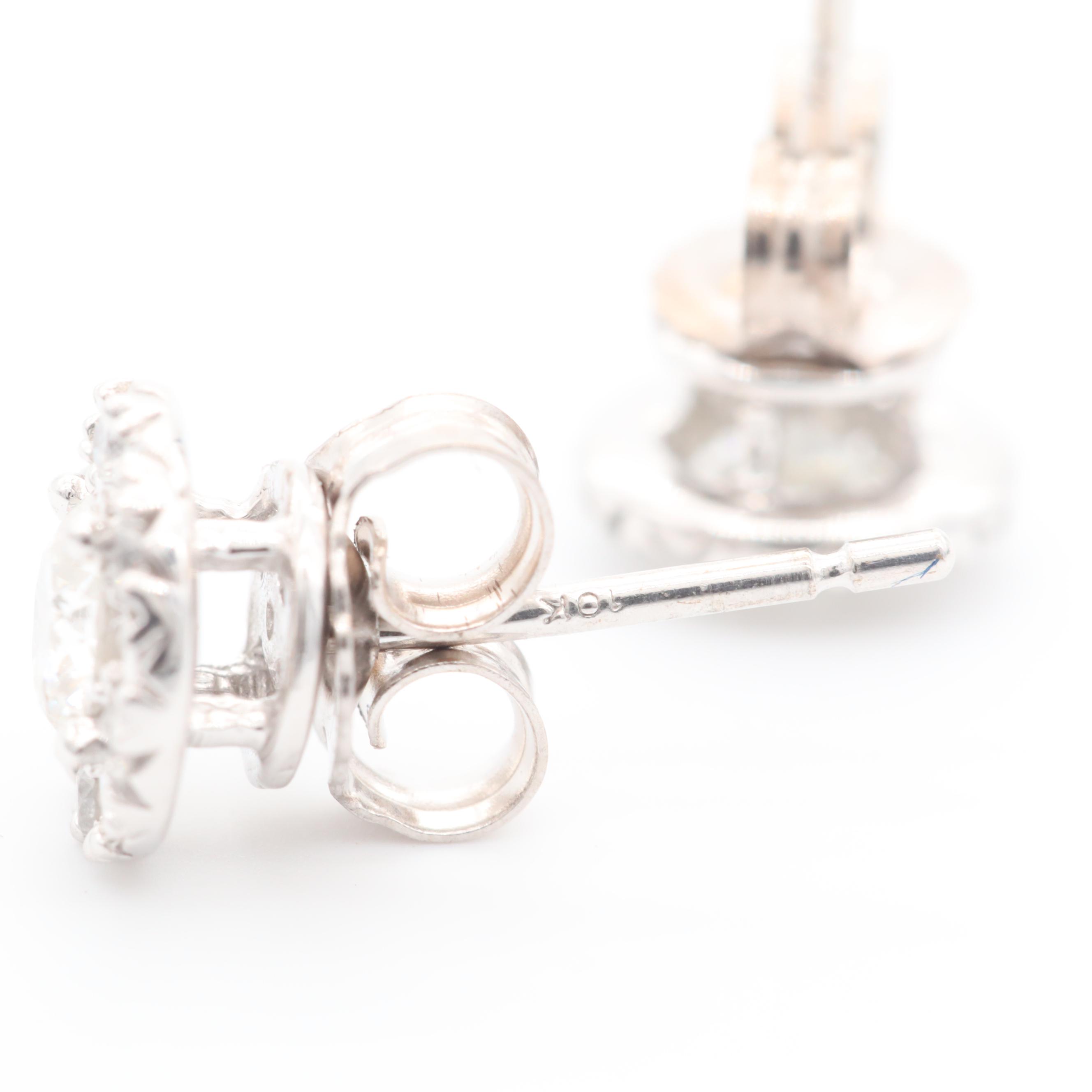 10K White Gold Stud Diamond Earrings