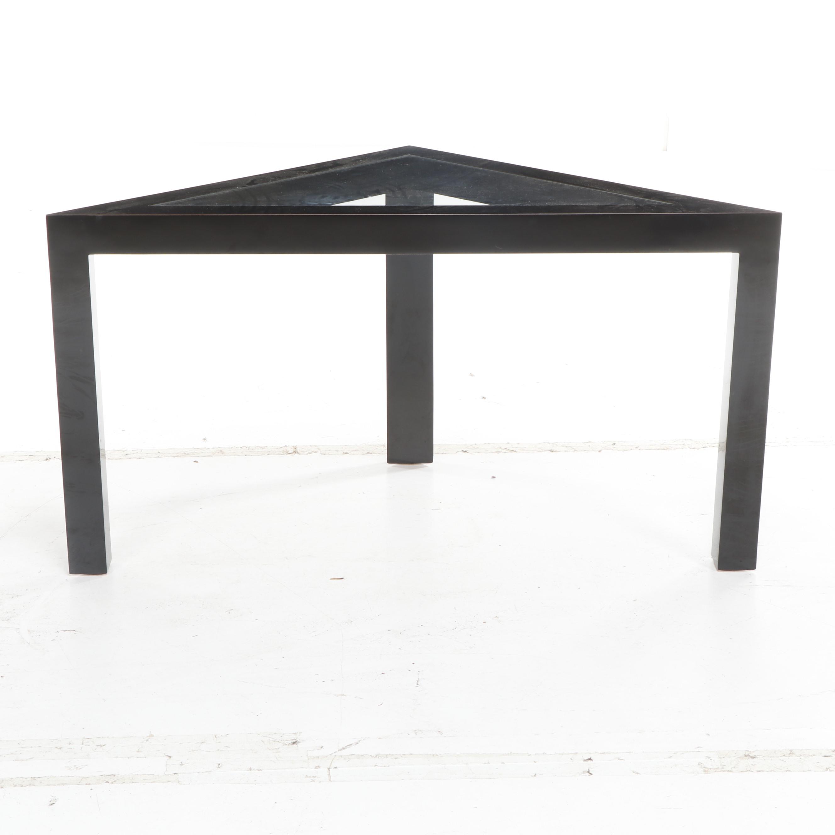 Contemporary Modern Triangular Geometric End Glass Top Table
