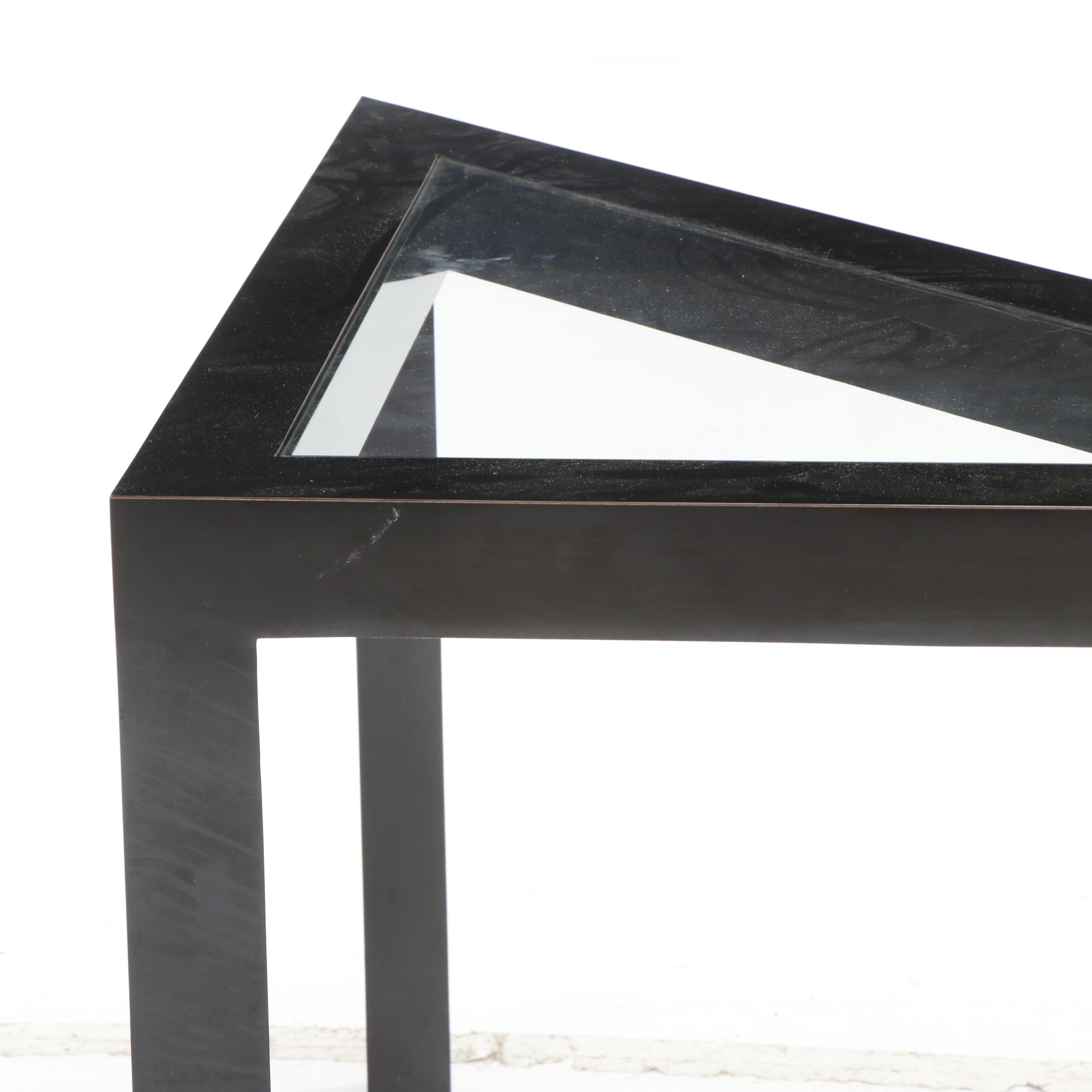 Contemporary Modern Triangular Geometric End Glass Top Table