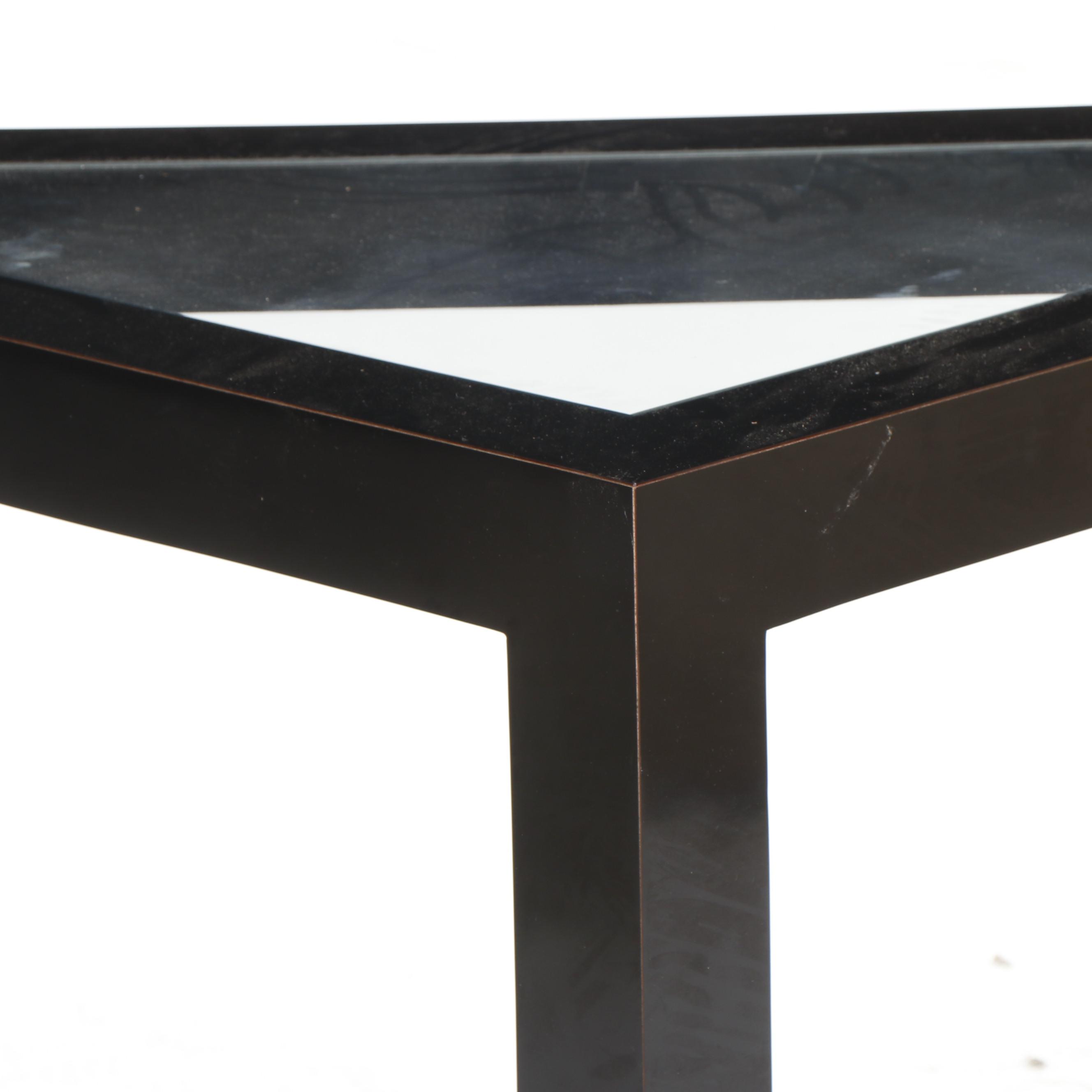 Contemporary Modern Triangular Geometric End Glass Top Table