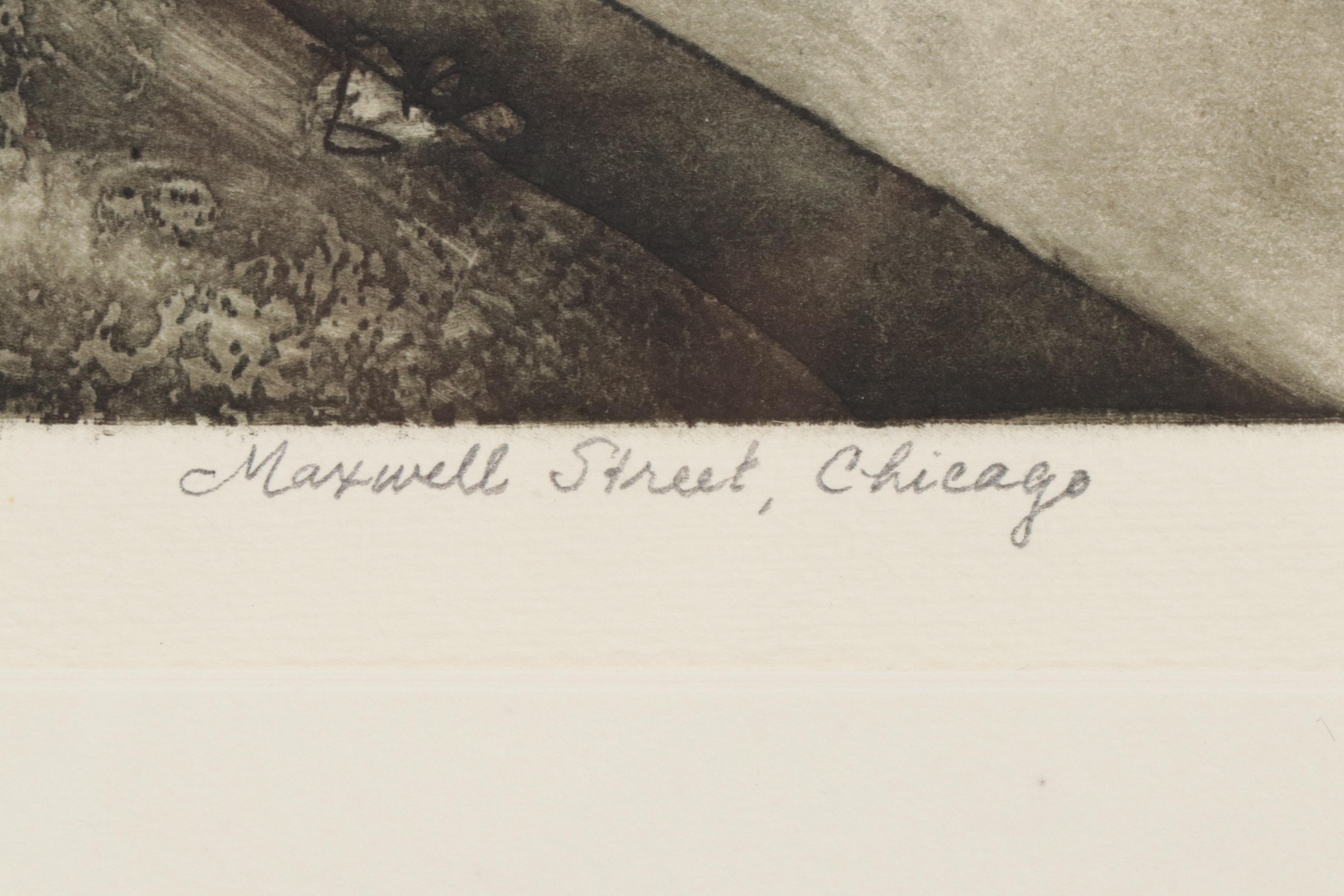 Susan Dysinger Aquatint Etching "Maxwell Street, Chicago"