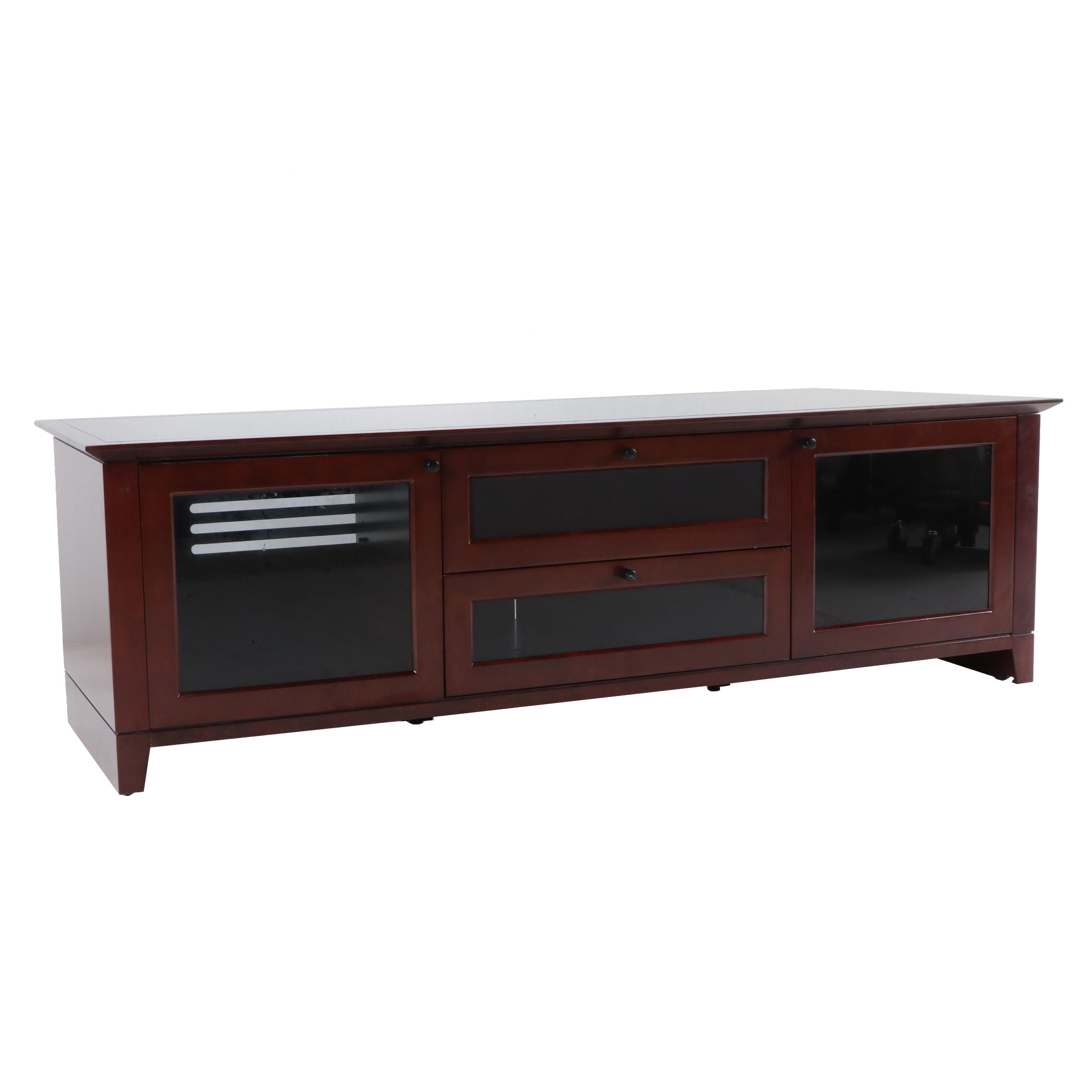 Contemporary BDI "Novia" Cherry Finish Triple Wide Entertainment Cabinet