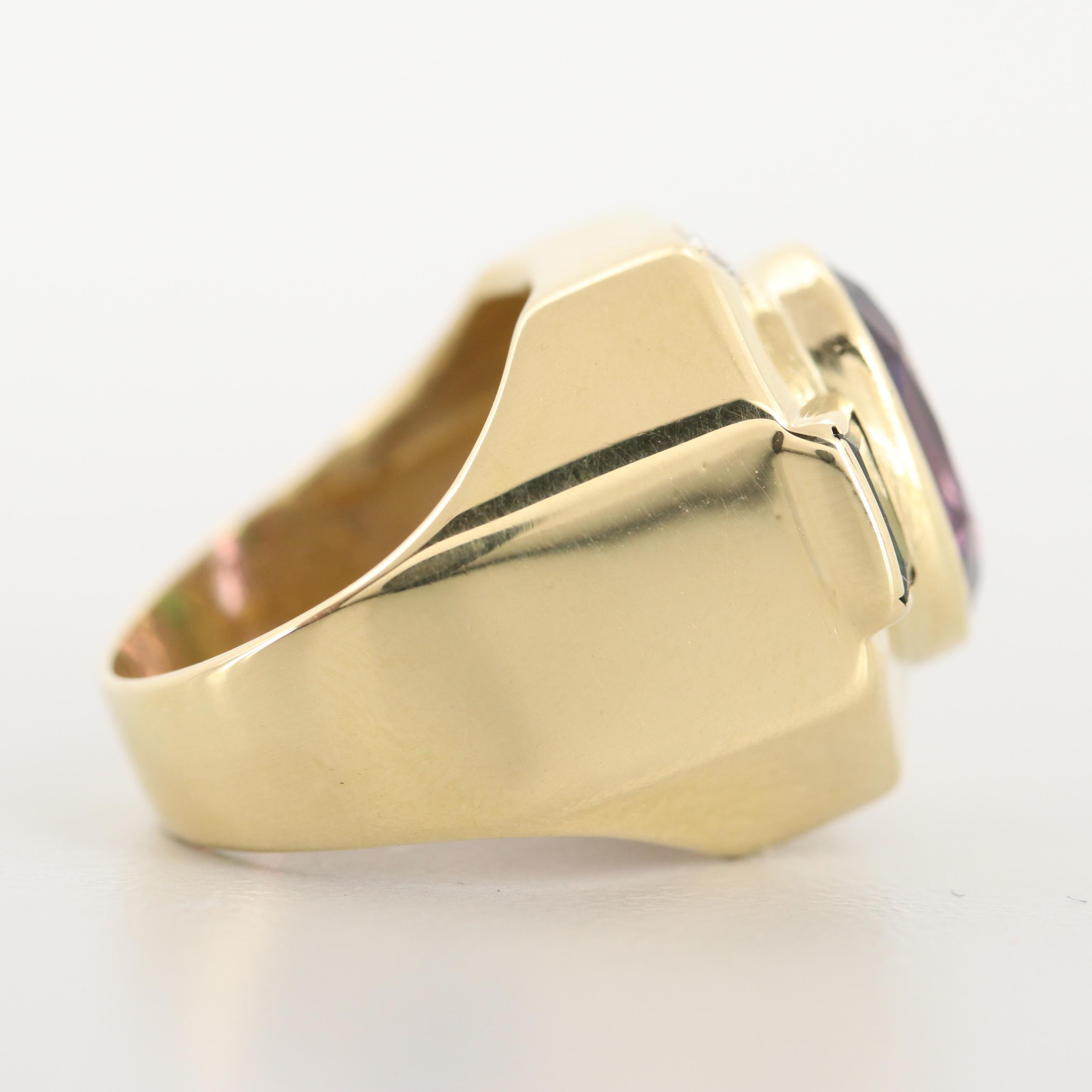 Lagos 18K Yellow Gold 3.90 CT Amethyst, Diamond, and Tourmaline Ring