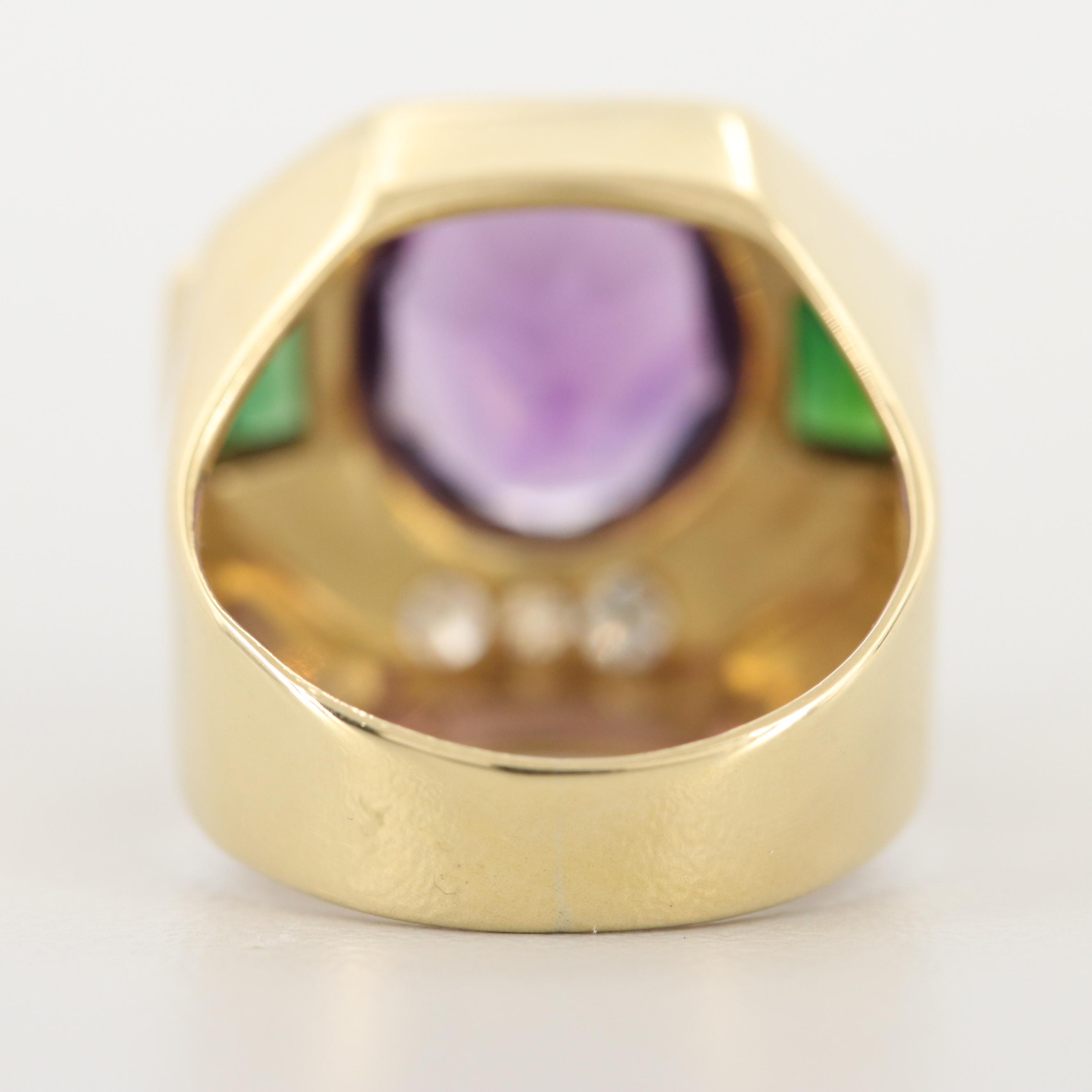 Lagos 18K Yellow Gold 3.90 CT Amethyst, Diamond, and Tourmaline Ring