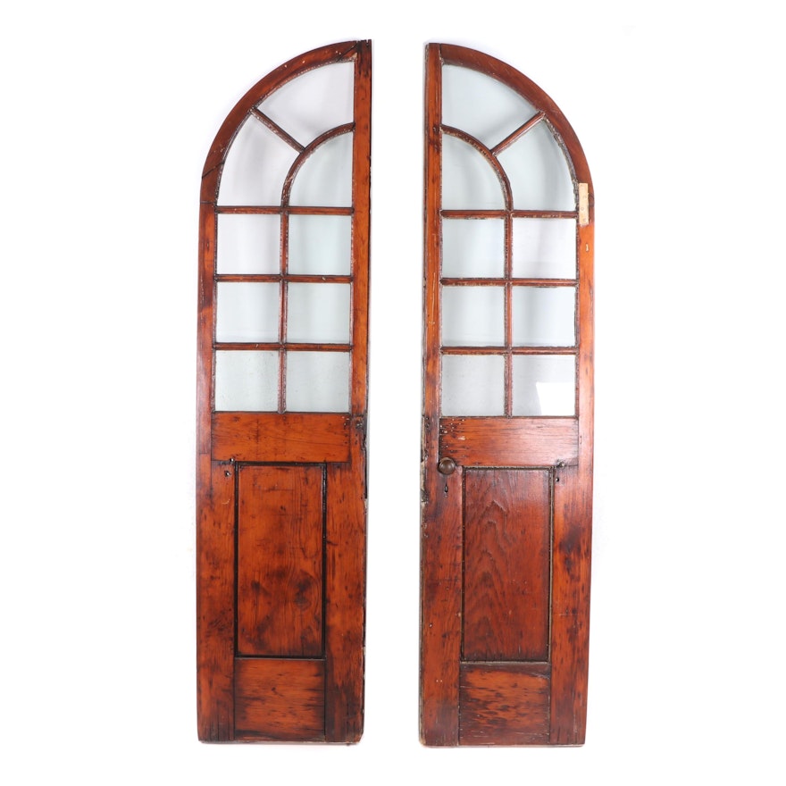Palladian Style Arched Pine Salvage Doors, 19th Century