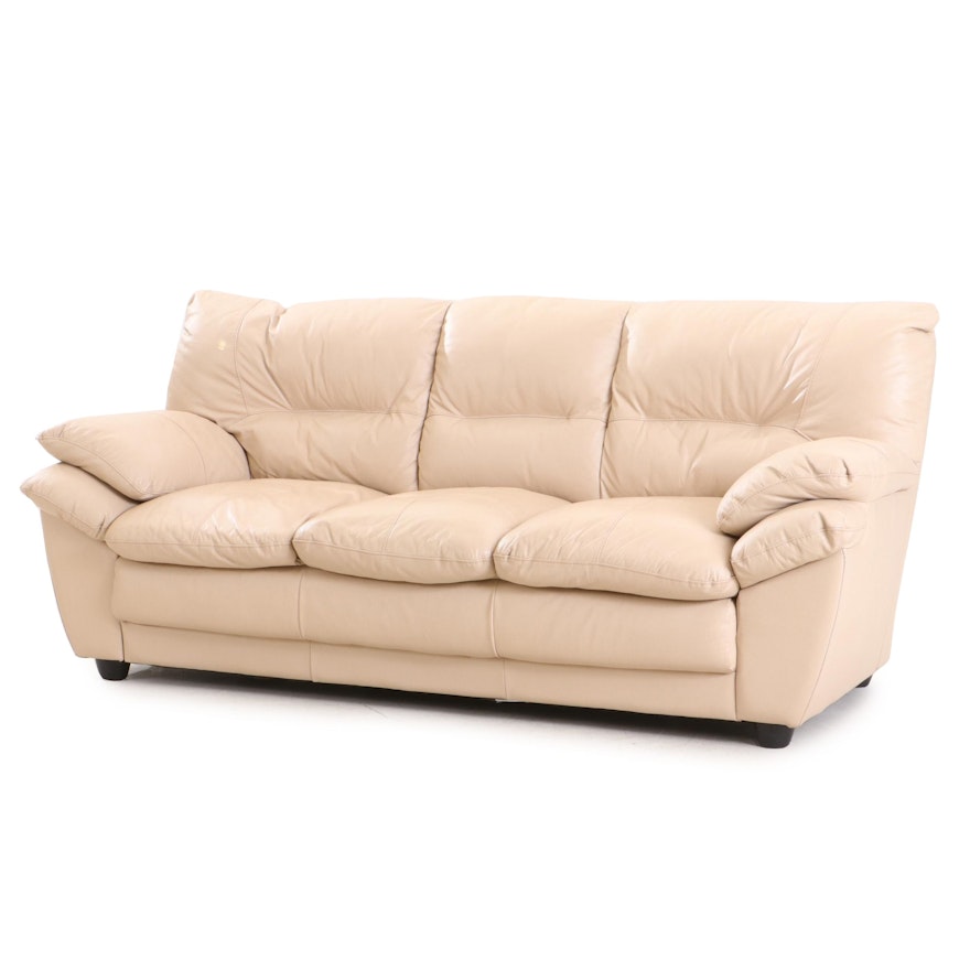 Contemporary Faux-Leather Sofa