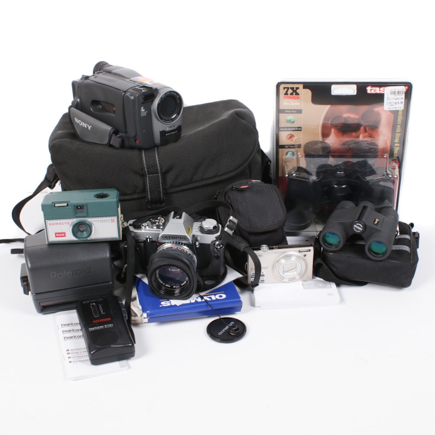 Kodak Hawkeye Camera, Polaroid Camera, Tasco Binoculars and More